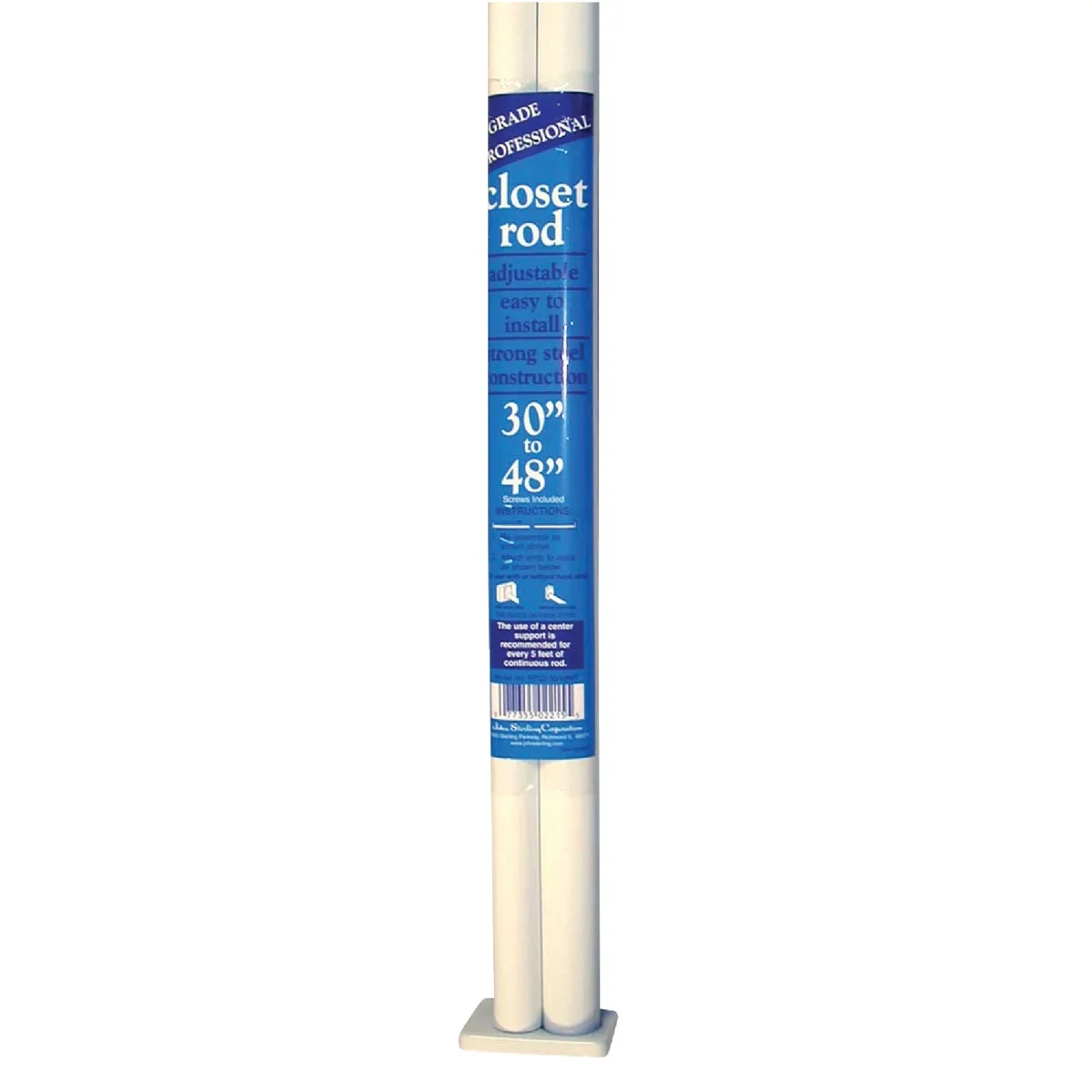 High-Performance John Sterling Closet-Pro 30 In. to 48 In. x 1 In. Adjustable Closet Rod White Breathable