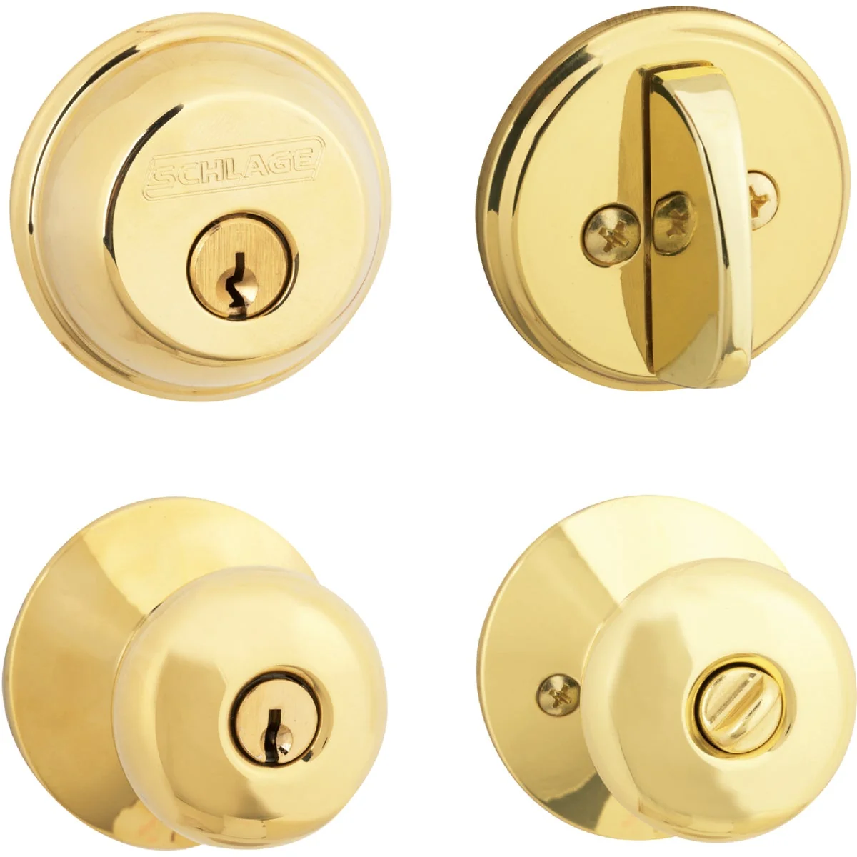 First-Class Schlage Bright Brass Deadbolt and Door Knob Combo Environmentally Friendly
