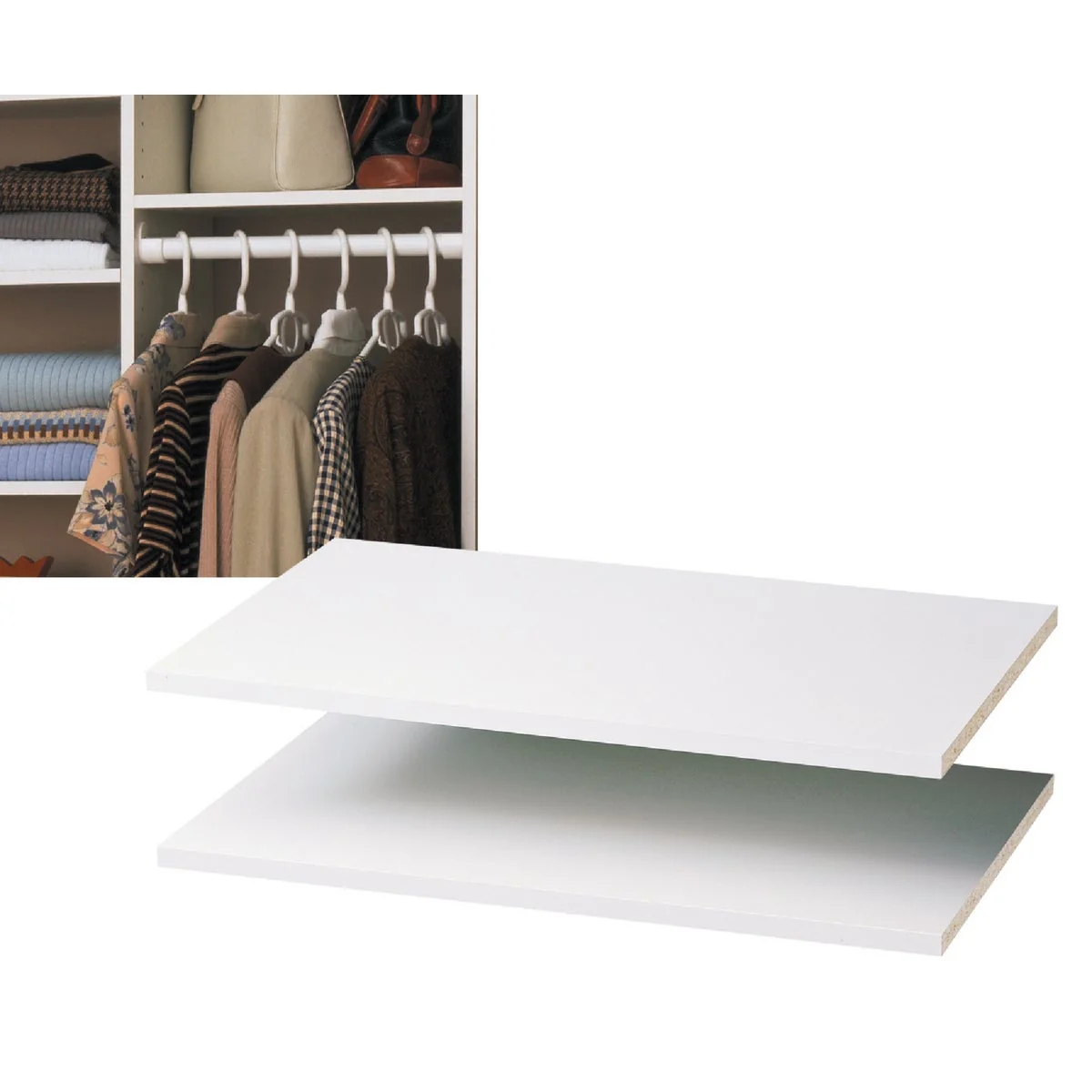 Practical Easy Track 2 Ft. W. x 14 In. D. Laminated Closet Shelf White 2-Pack Secure