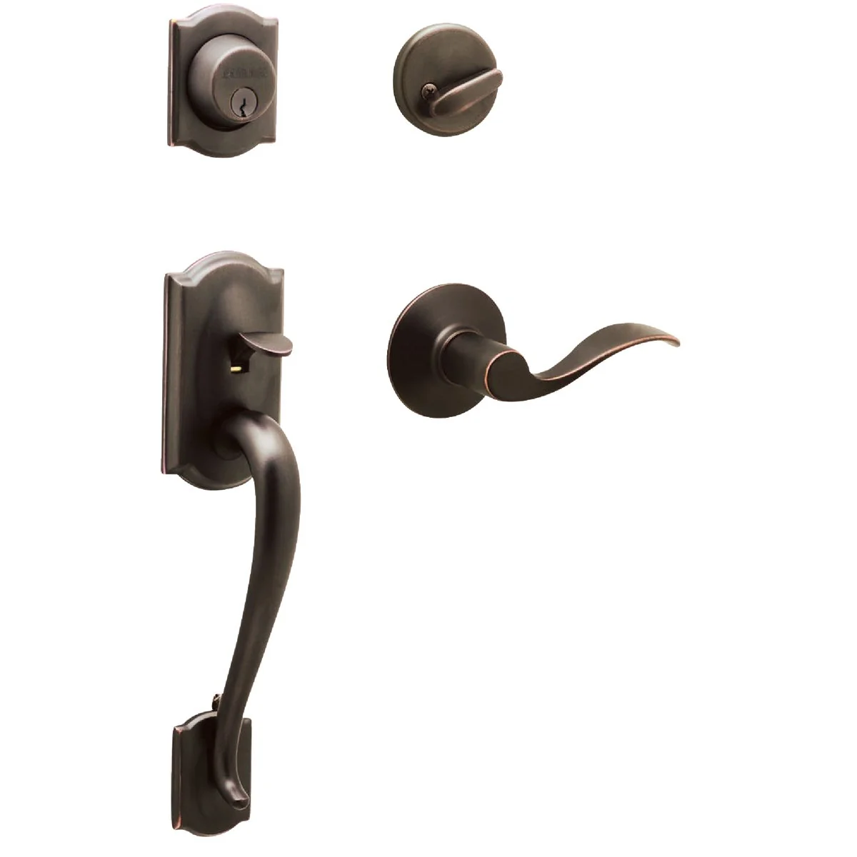 Expertly Made Schlage Aged Bronze Entry Door Handleset with Accent Lever High-Grade