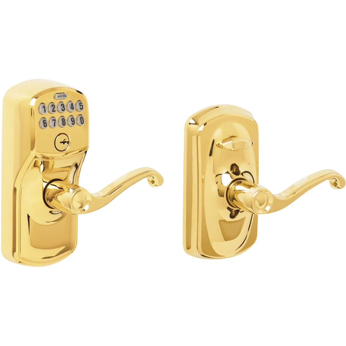 Convenient Schlage Plymouth Bright Brass Electronic Keypad Entry Lock High-End