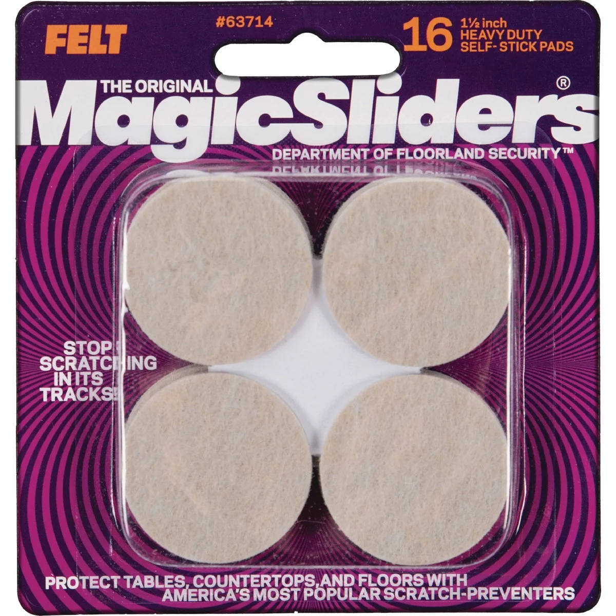 Natural Sliders 1-1 2 In. Round Oatmeal Self-Adhesive Heavy-Duty Furniture Pad 16-Pack Smooth