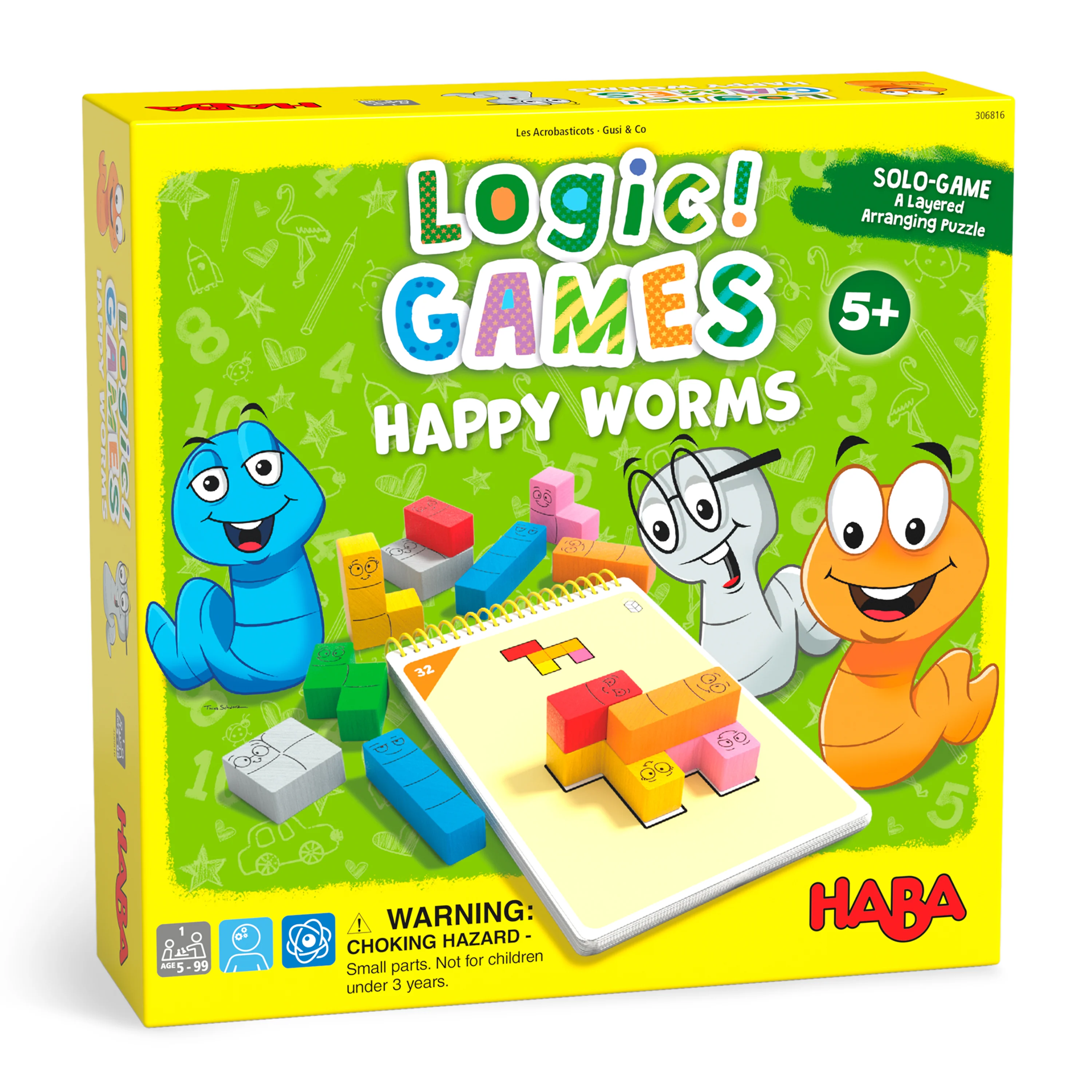 Premium HABA Logic GAMES Happy Worms - Sustainably Sourced Wood 5 Years First-Class