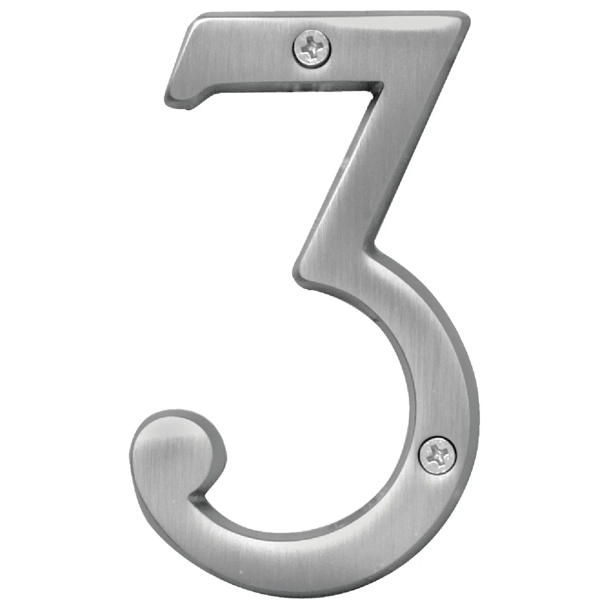 User-Friendly Hy-Ko Prestige Series 4 In. Satin Nickel House Number Three Clean