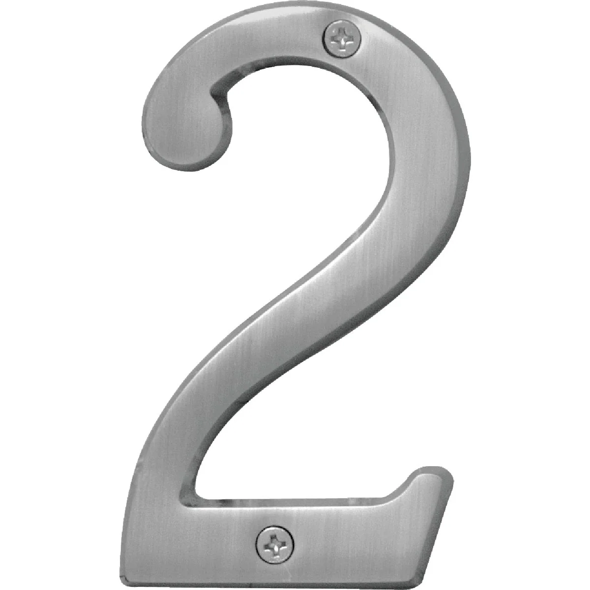 Solid Hy-Ko Prestige Series 4 In. Satin Nickel House Number Two High-Quality