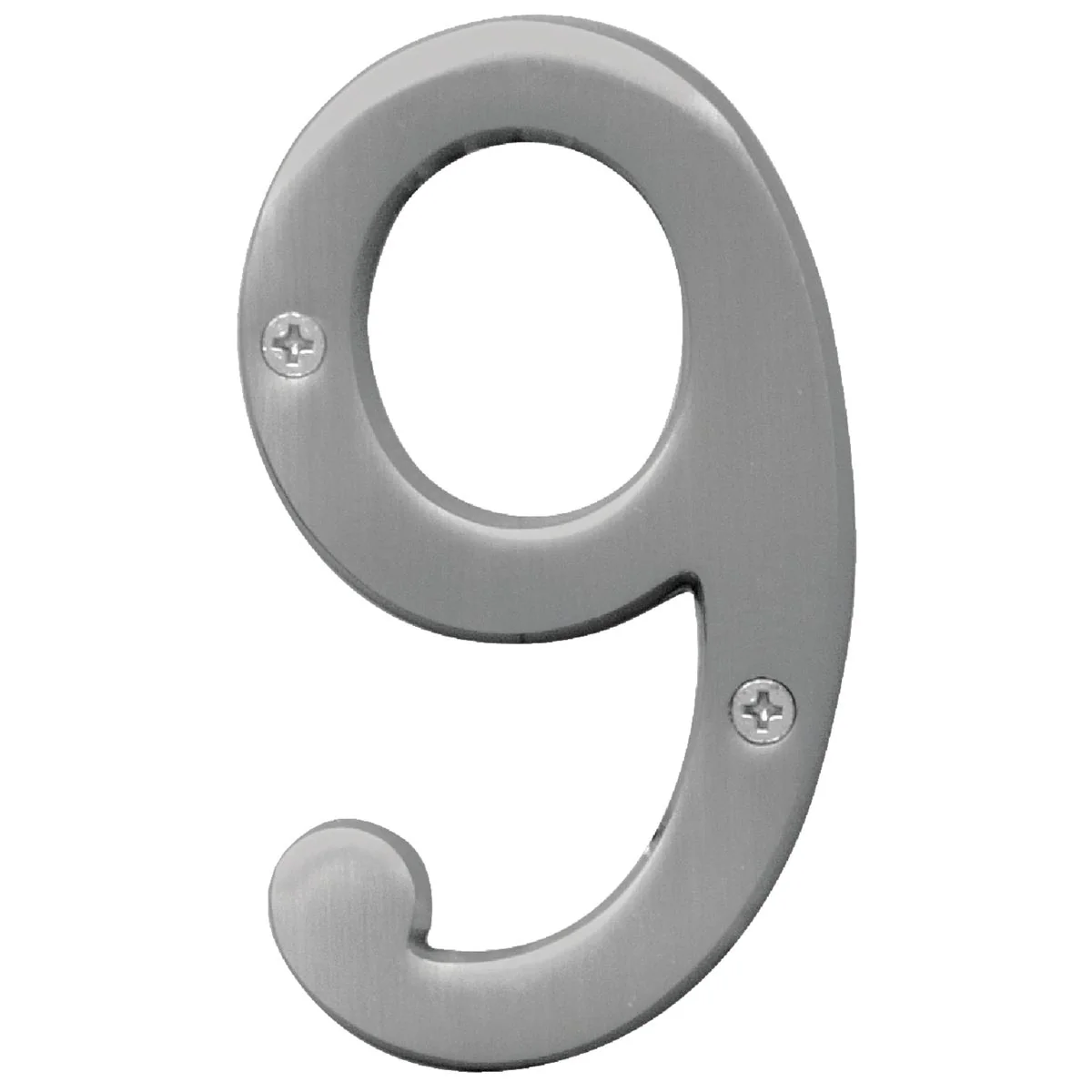 Contemporary Hy-Ko Prestige Series 4 In. Satin Nickel House Number Nine Fine