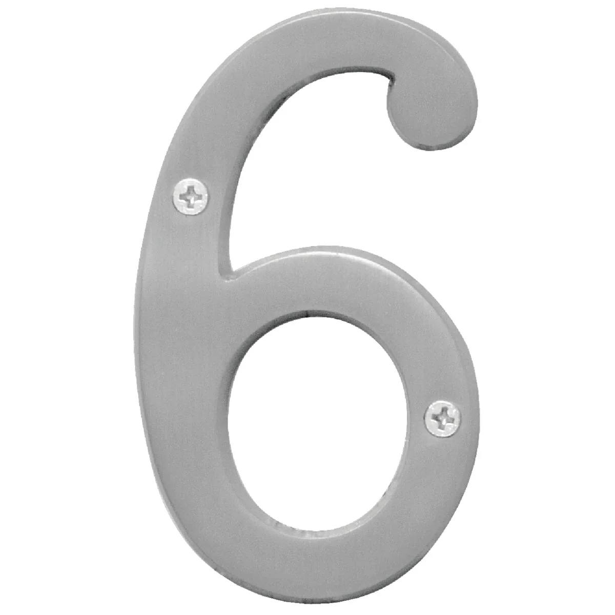 Safe Hy-Ko Prestige Series 4 In. Satin Nickel House Number Six Breathable