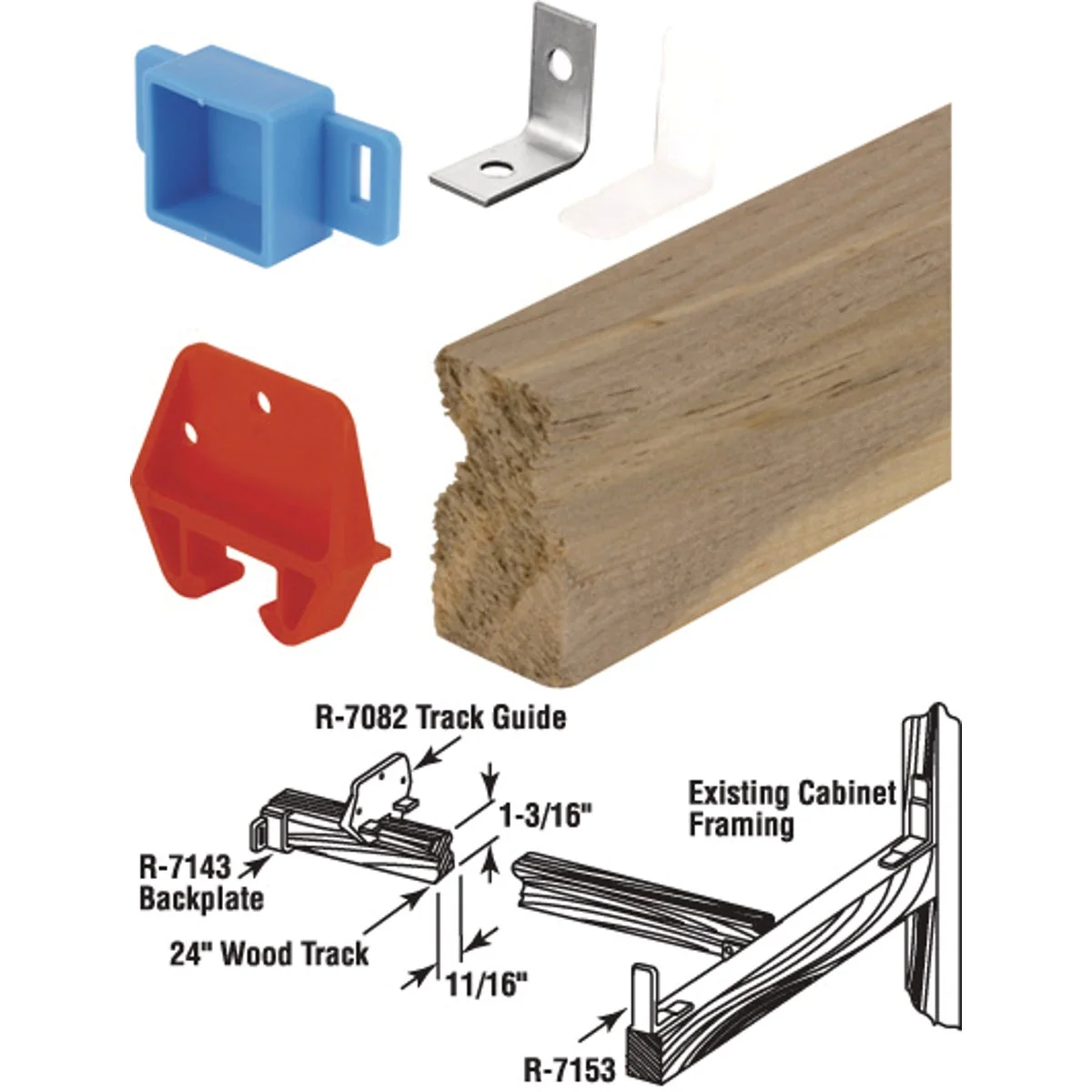 Durable Prime-Line Wood 24 Top or Bottom Drawer Track Kit Elegant