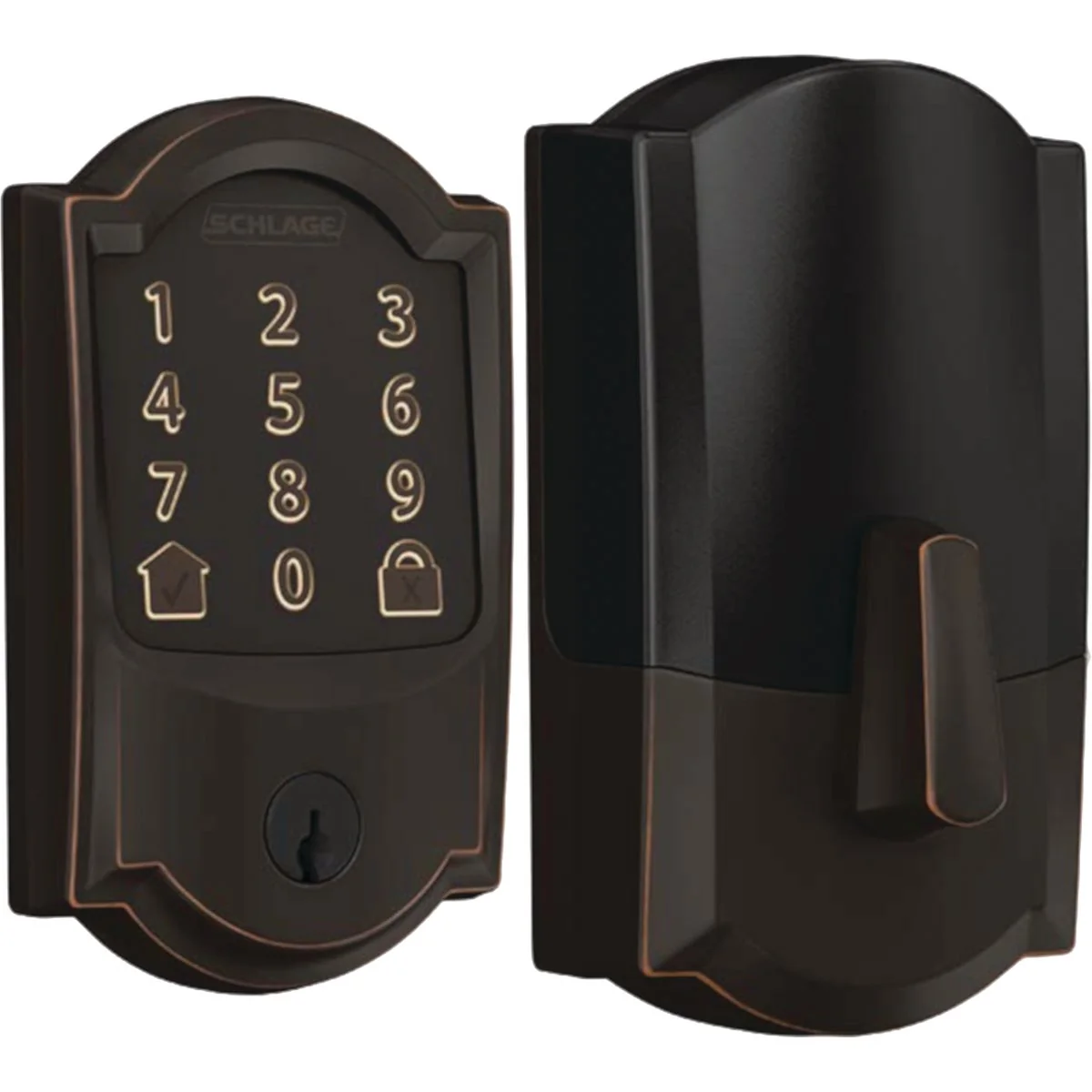Healthy Schlage Encode Smart WiFi Deadbolt with Aged Bronze Camelot Trim Original Design