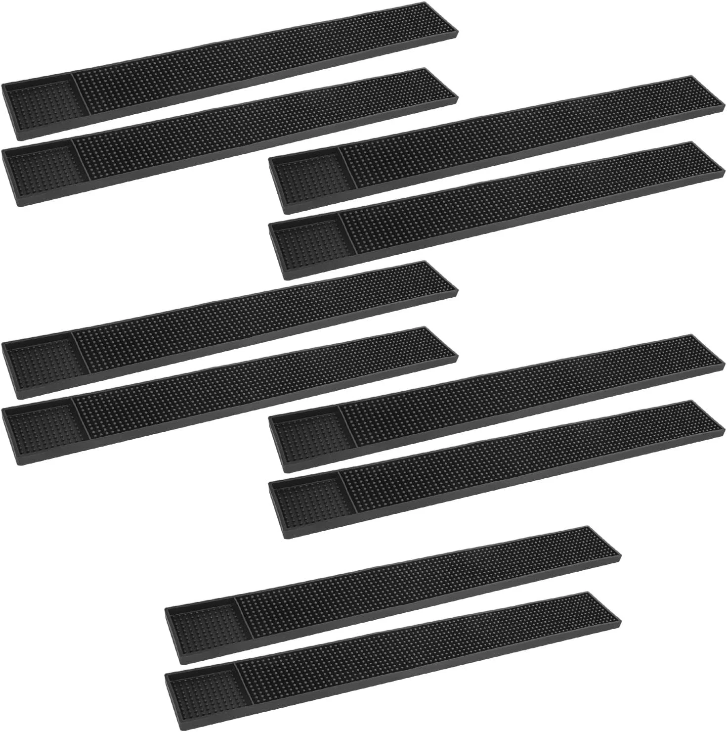 Breathable 10 Pack Rubber Bar Mats 24 x 3.15 Black Bar Service Mat Spill Mat for Countertop Bartending Rubber Bar Mats Top-Quality