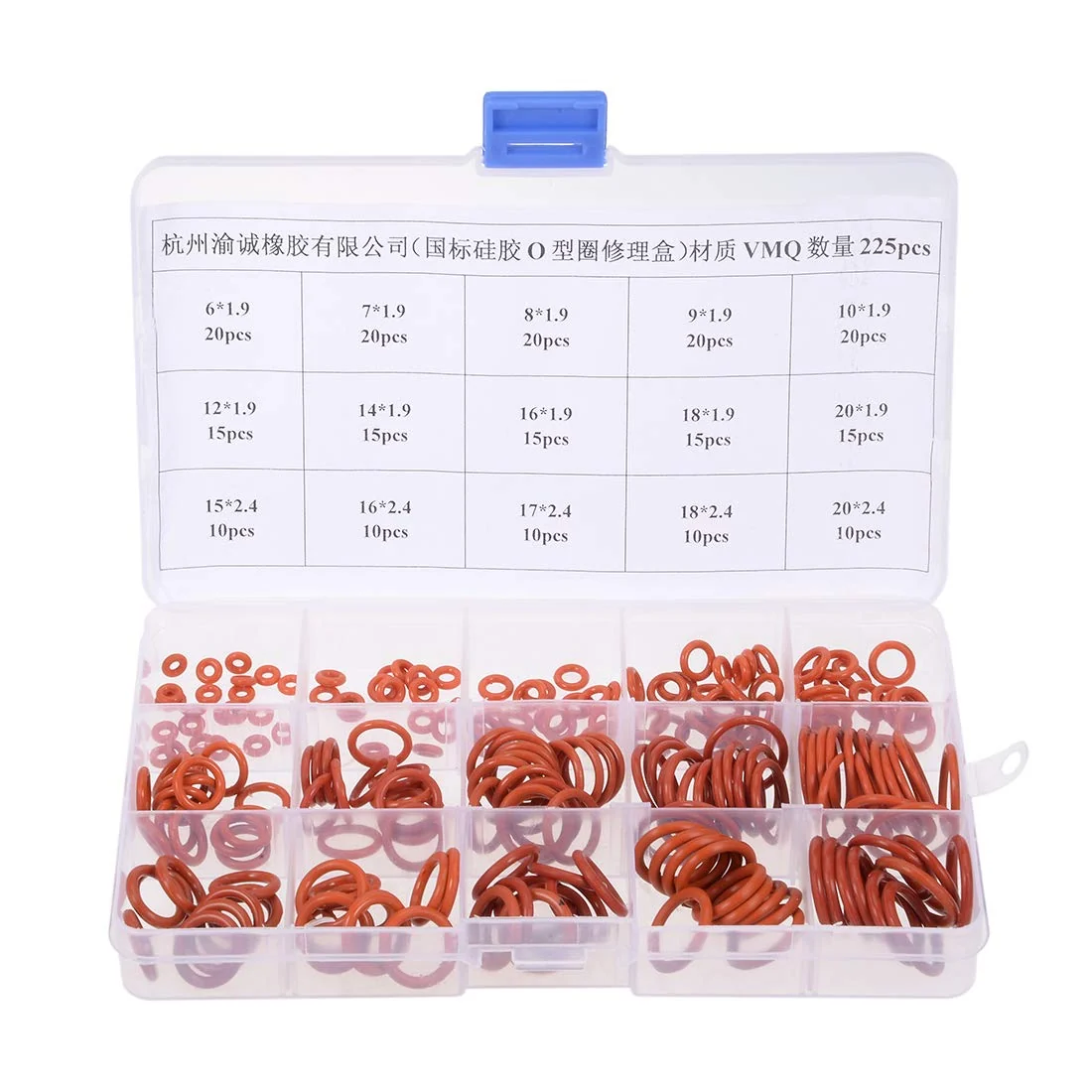 Trendy uxcell Silicone Rubber O-Ring Assortment Kit 225 Pieces 15 Sizes Metric VMQ Sealing Gasket Set Red Professional