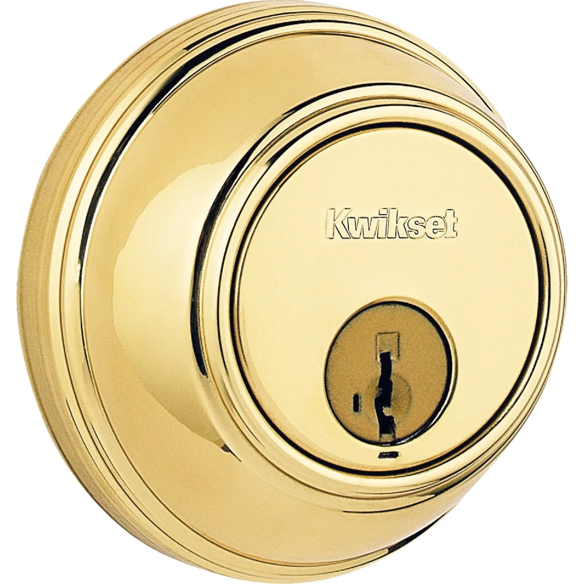 Top-Quality Kwikset Key Control Deadbolt with SmartKey Security Polished Brass Deadbolt Smooth