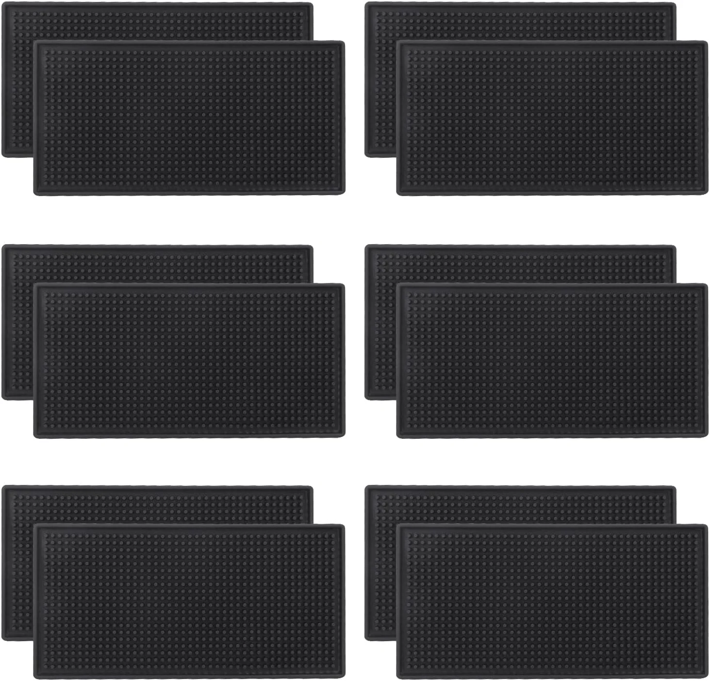 Unique 12 Pack Rubber Bar Mats 12 x 6 Black Bar Service Mat Spill Mat for Countertop Bartending Rubber Bar Mats Optimized