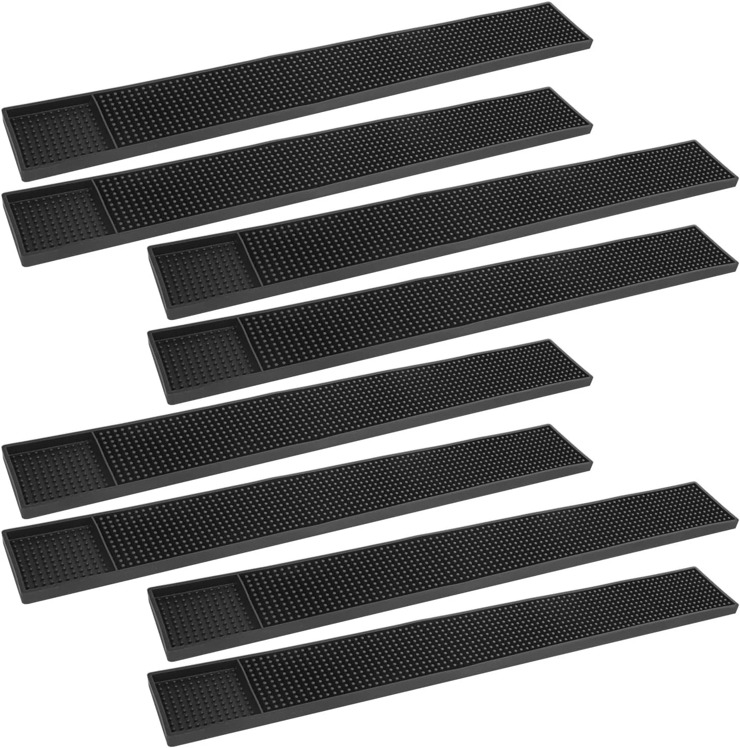 Consistent 8 Pack Rubber Bar Mats 24 x 3.15 Black Bar Service Mat Spill Mat for Countertop Bartending Rubber Bar Mats Elite