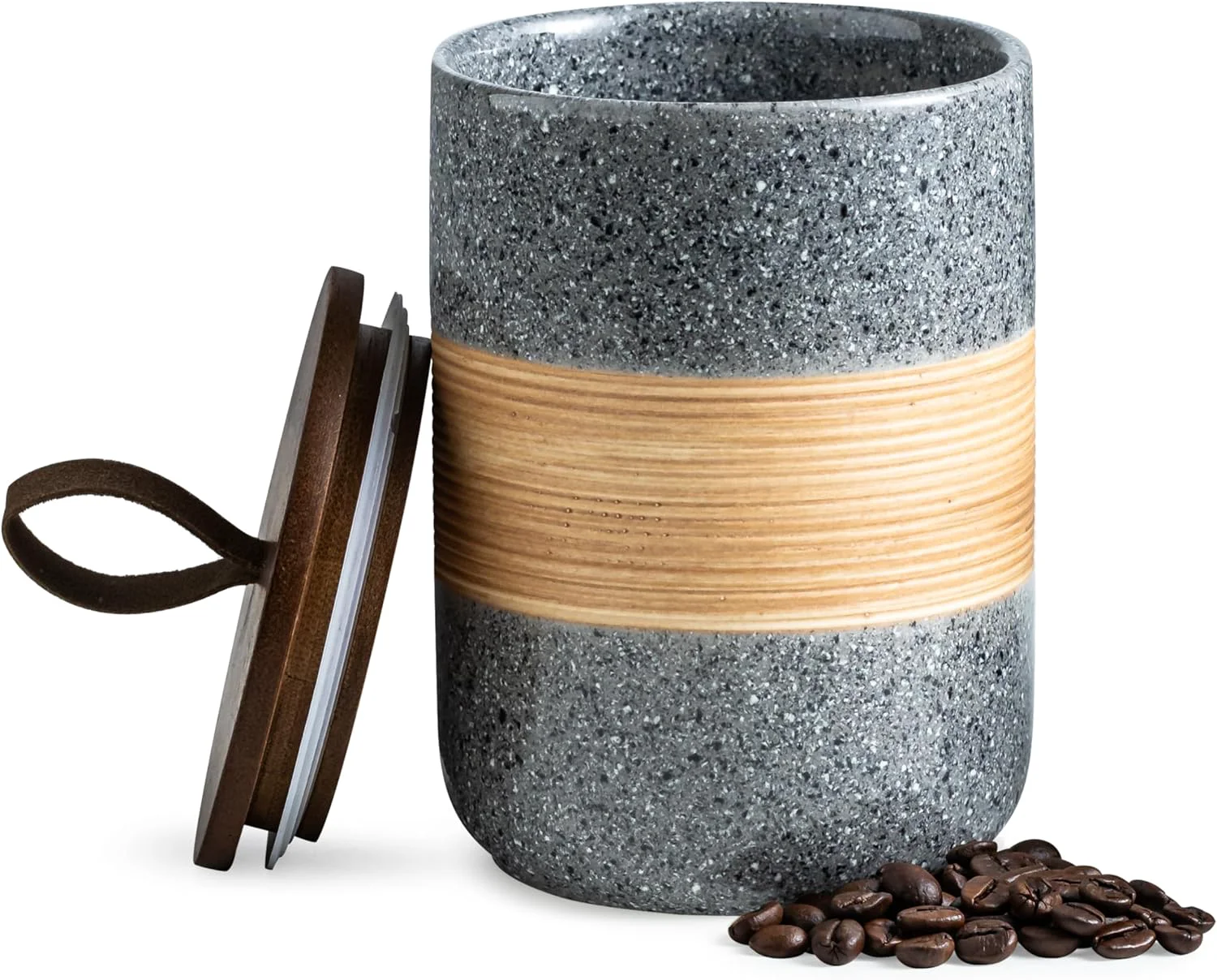 Natural Airtight Coffee Storage Container Jar with Lid Ceramic Kitchen Food Storage Jars for Spice Sugar Cookie Premium