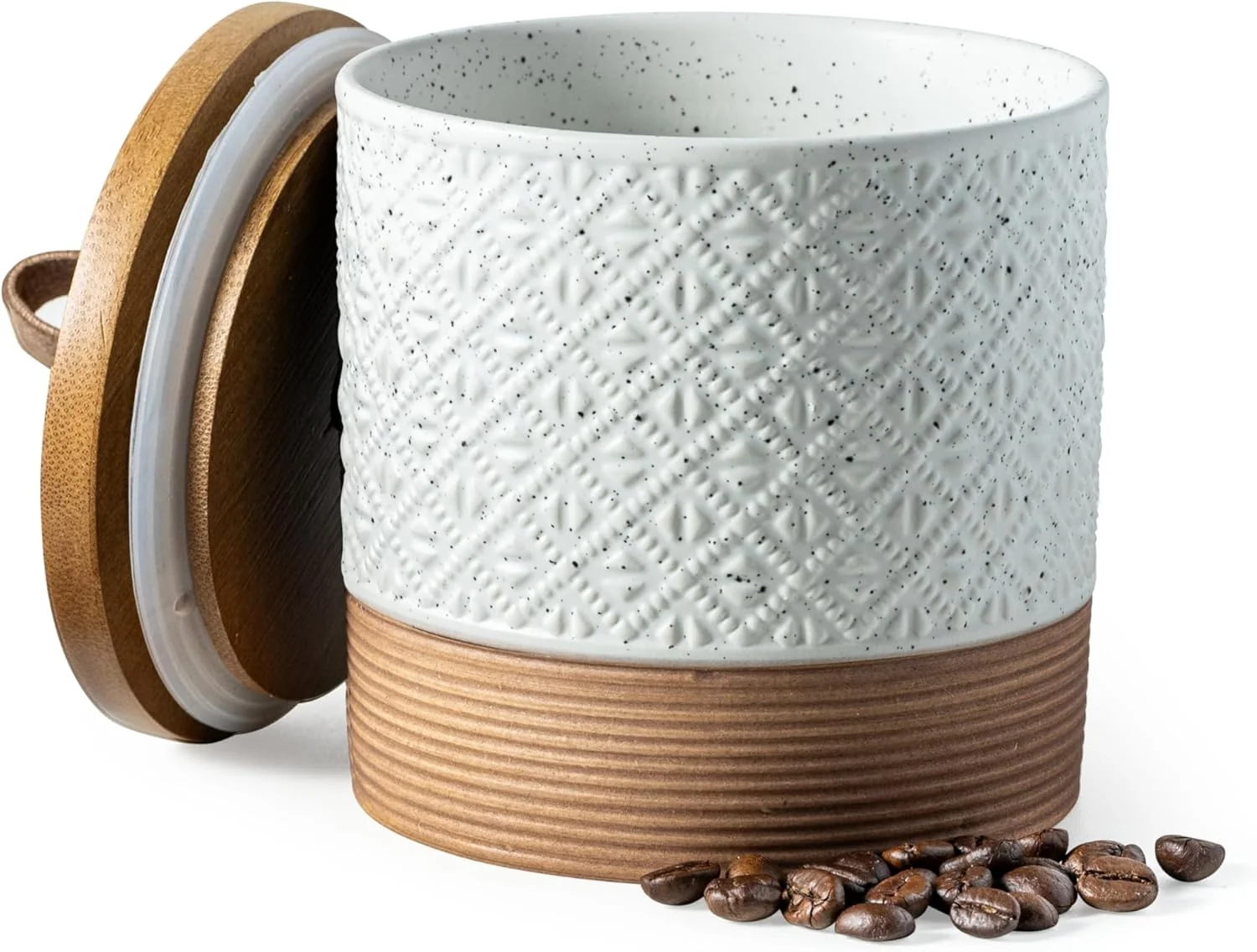 Original Ceramic Jar with Lid Coffee Canisters with Airtight Lids Kitchen Food Storage Container for Spice Loose Leaf Tea Breathable