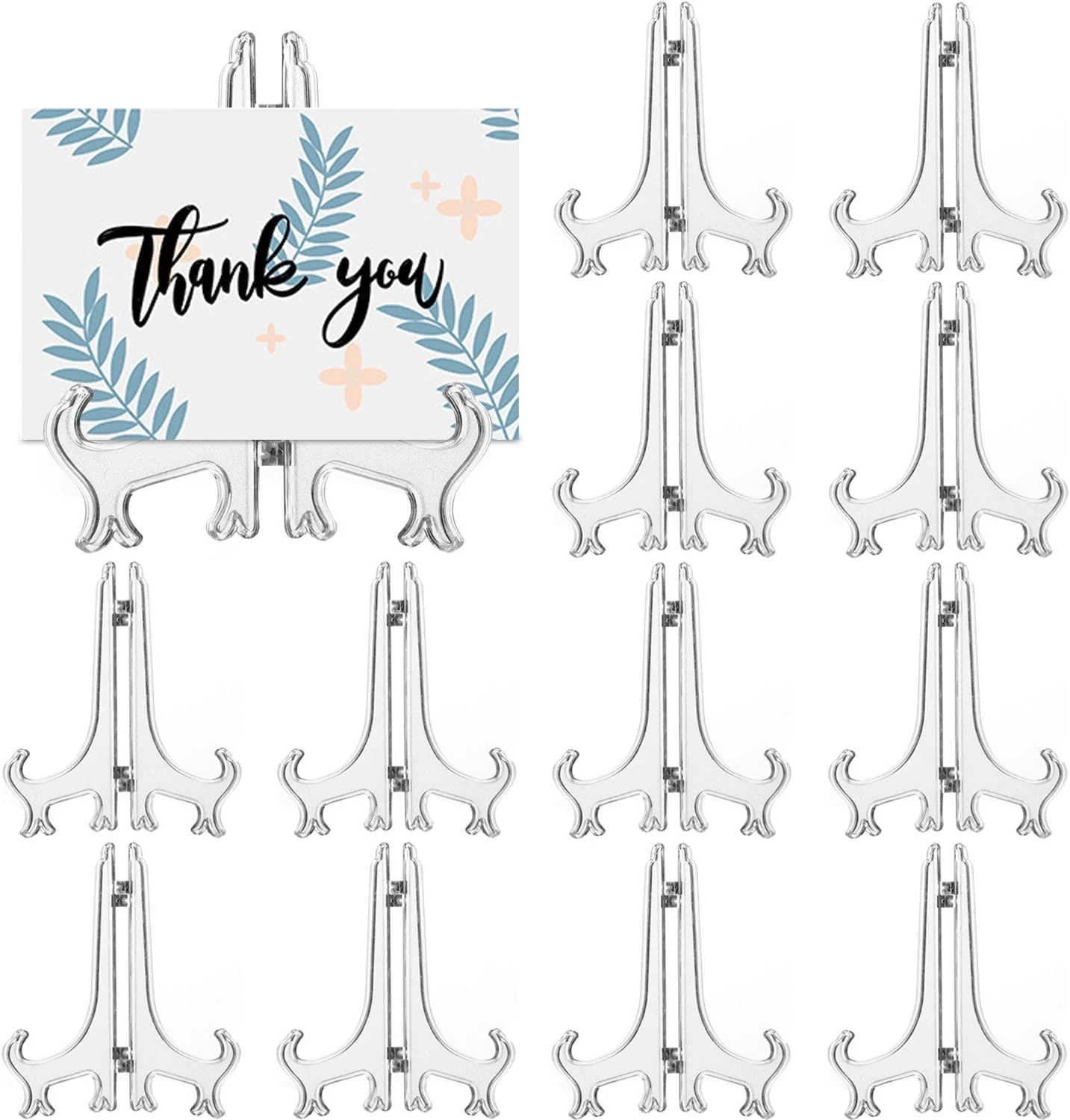 Recyclable 12 Pack 3 Inch Clear Plastic Easels or Stand Plate Holders to Display Pictures or Other Items at Weddings Plate Stands for Home Decoration Eco-Friendly