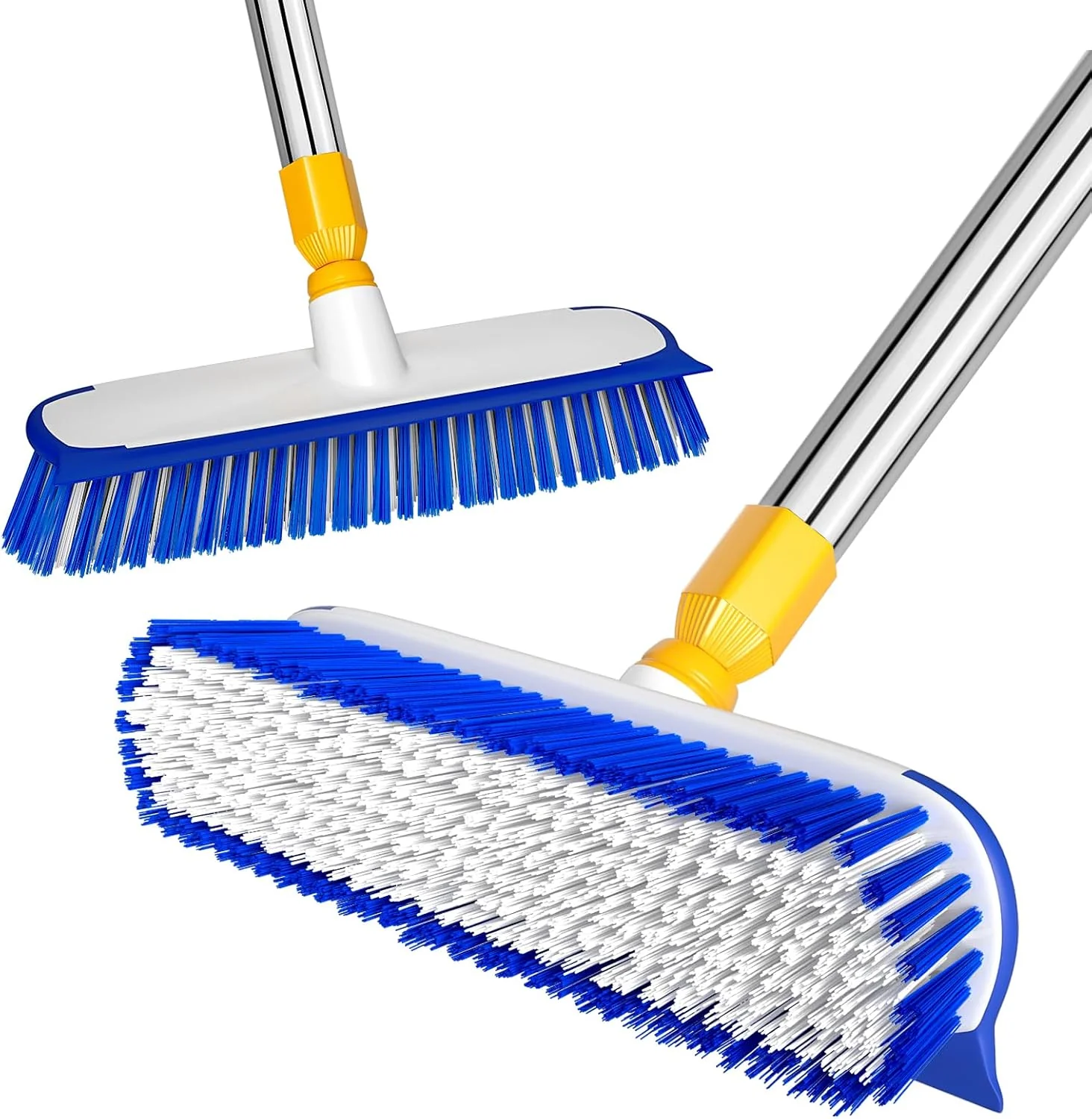 Durable Ittar 12 Wide Floor Scrub Brush with Long Handle 2-in-1 Deck Cleaning Brush with 55 Extendable Pole High-Quality