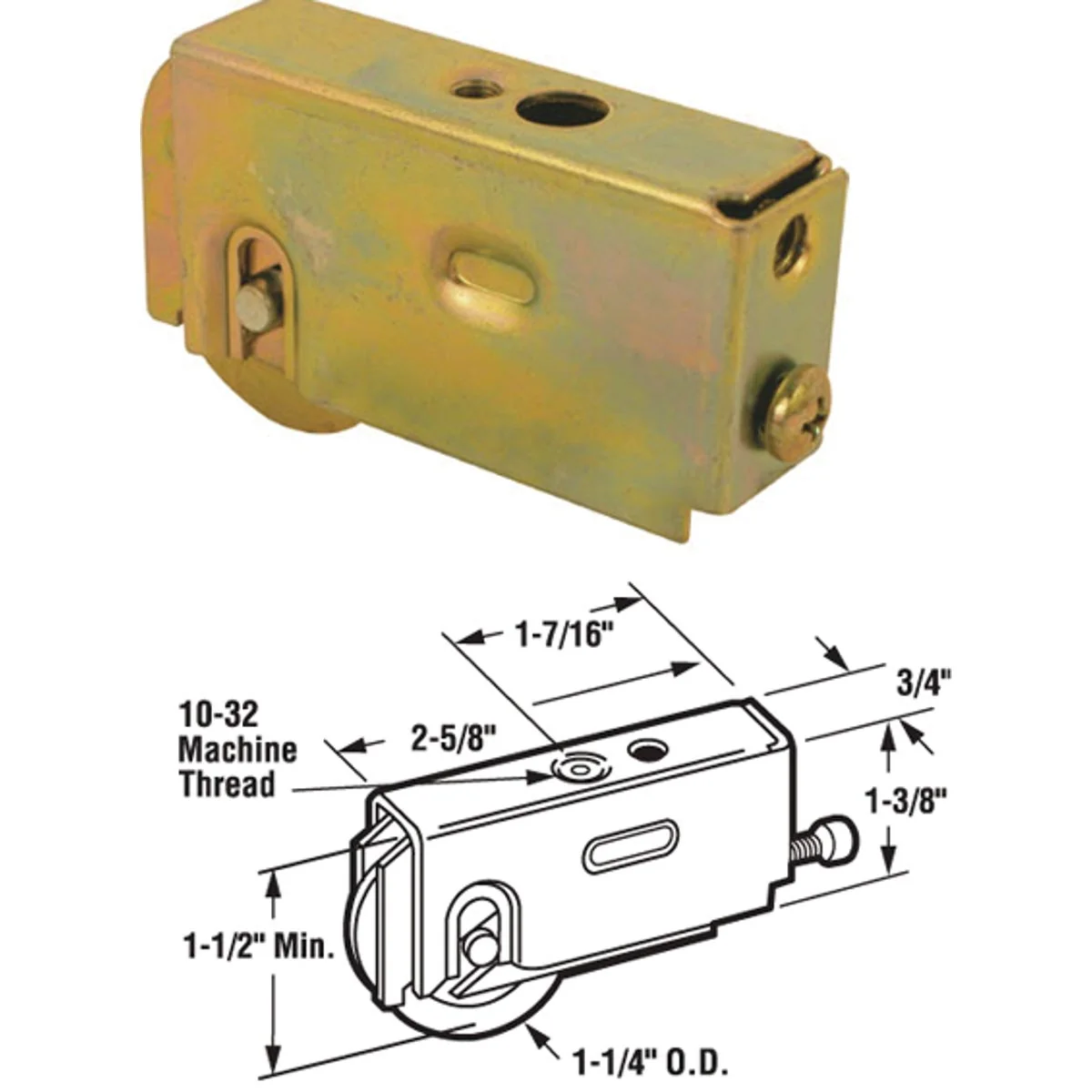 Flexible Prime-Line 1-1 4 In. Dia. x 3 4 In. W. x 2-5 8 In. L. Steel Patio Door Roller with Adjustable Housing Assembly Professional