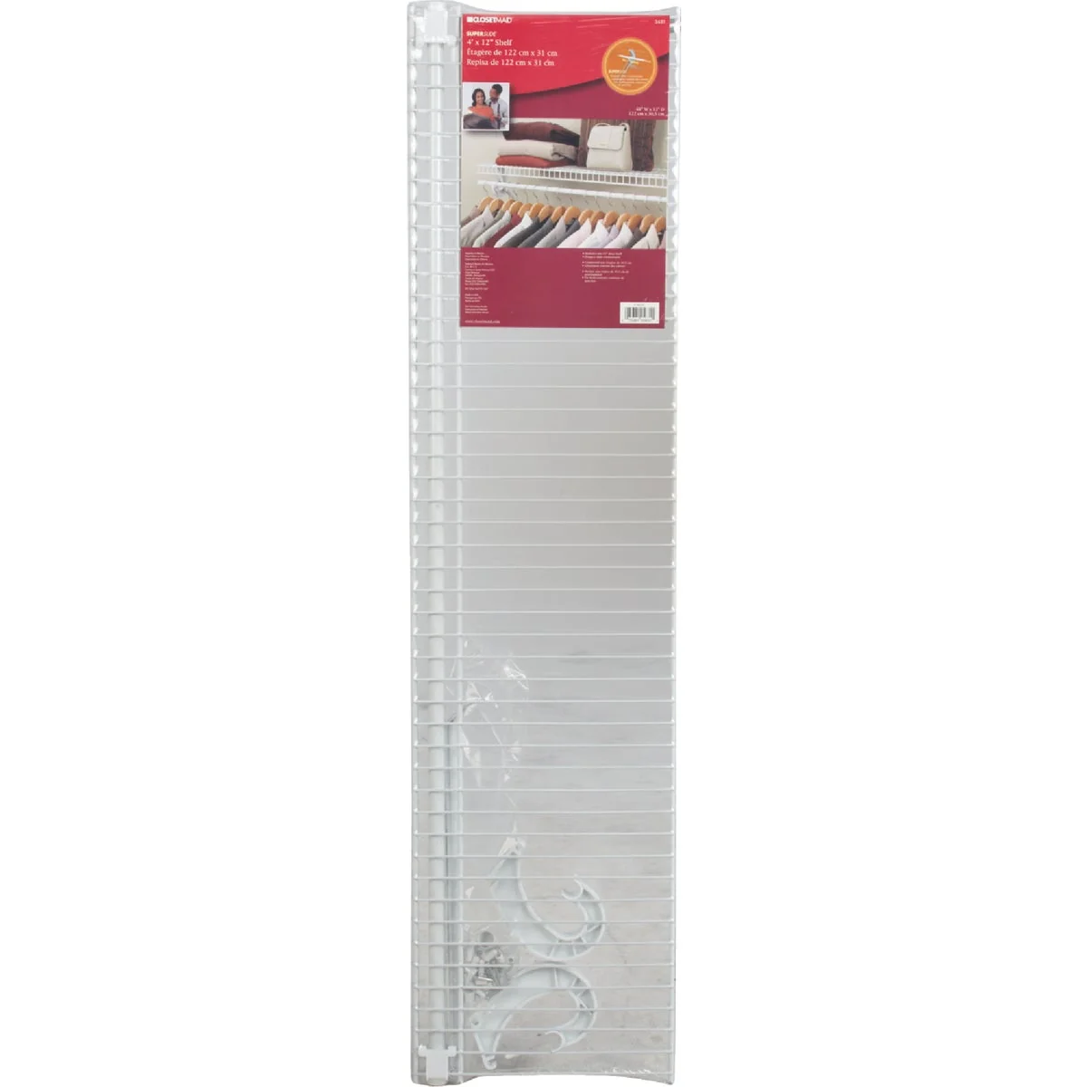 Elite ClosetMaid SuperSlide 4 Ft. W. x 12 In. D. Ventilated Shelf Kit with Bar Effective