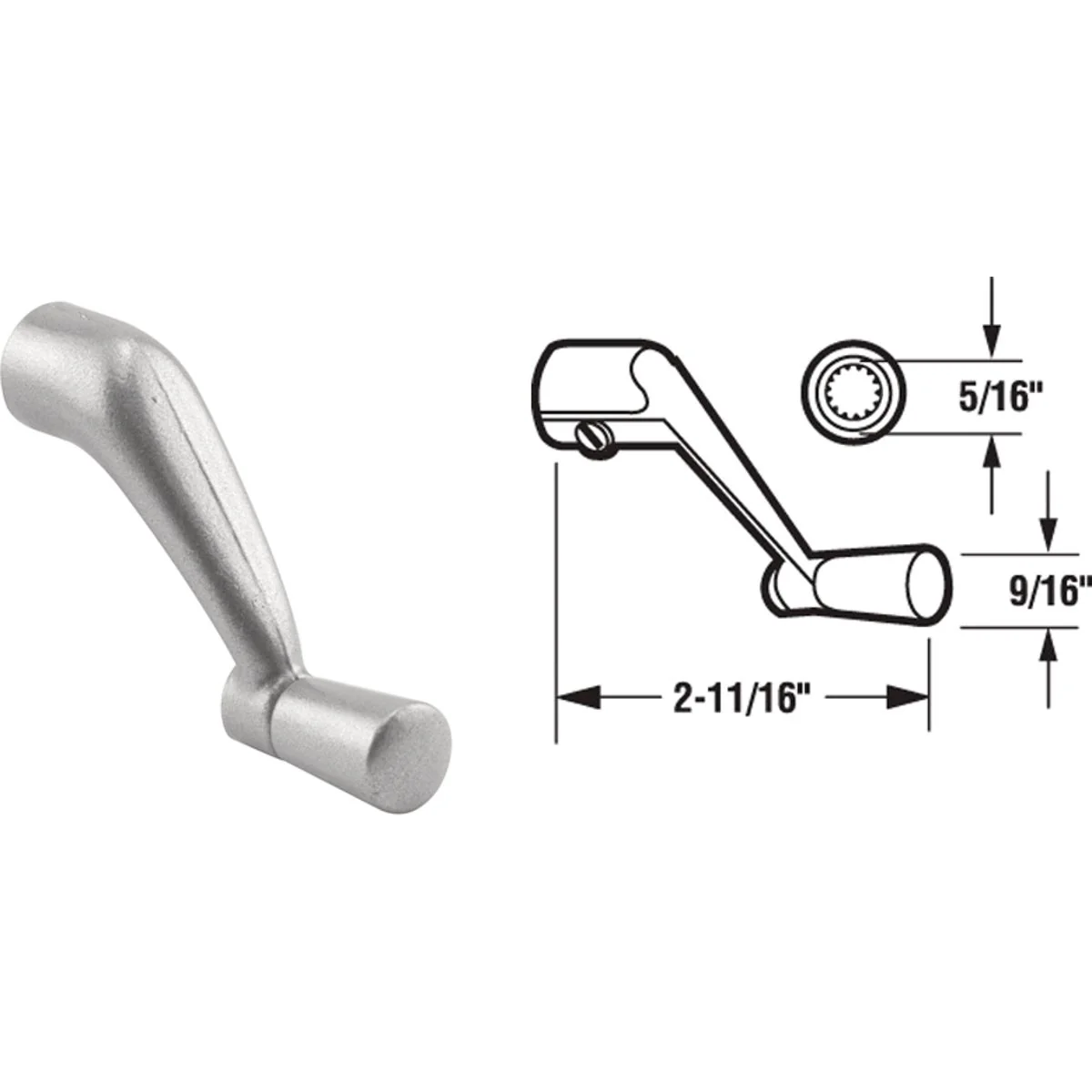 Refined Prime-Line 5 16 In. Aluminum Die-Cast Casement Window Crank Handle User-Friendly