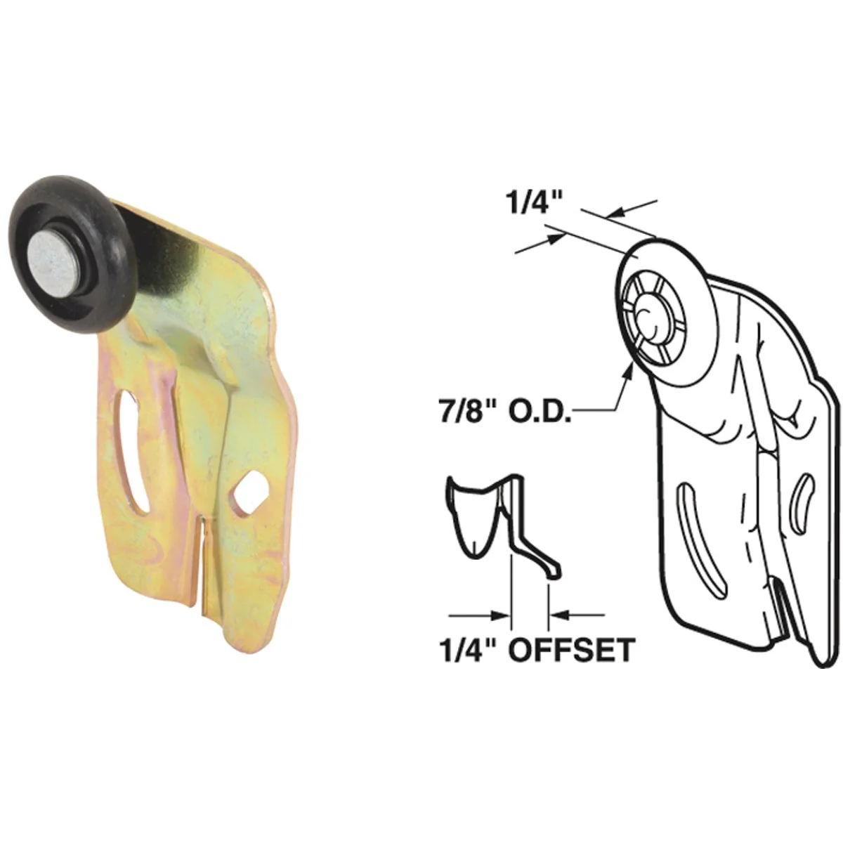 Specialty Prime-Line 1 4 In. Offset Adjustable 2-1 4 In. H. Single Wheel Front Bypass Door Roller 2-Count Exclusive