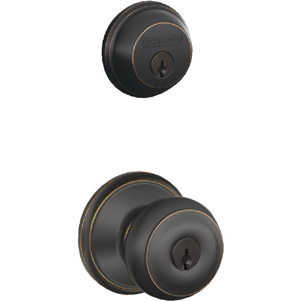 Excellent Schlage Aged Bronze Deadbolt and Door Knob Combo Clean