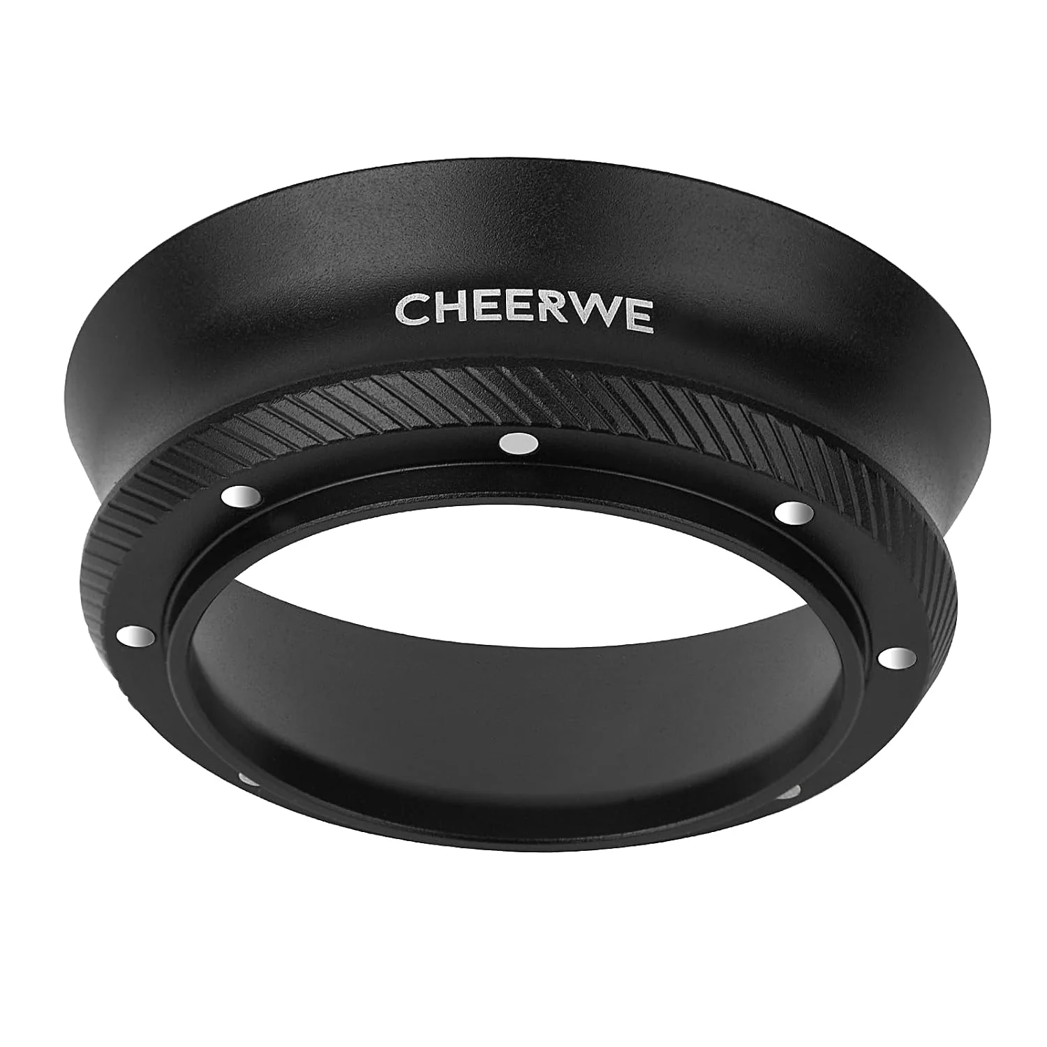 Efficient 54mm Magnetic Espresso Dosing Funnel Aluminum Coffee Ring with 8 Magnets 25mm Height Black Relaxed