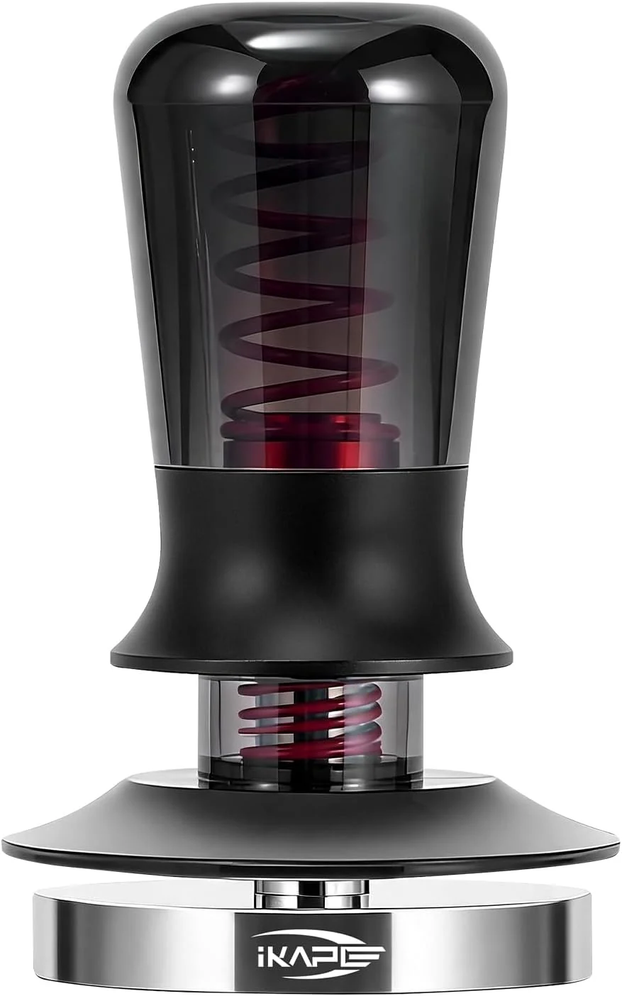 Fast IKAPE 58.35mm Semi-Transparent Espresso Coffee Tamper Premium Barista Coffee Tamper with Calibrated Spring Loaded Threaded Stainless Steel Base Tamper for Espresso Machine New Upgrade Lightweight