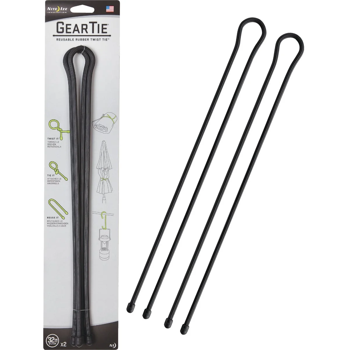Unique Nite Ize Gear Tie 32 In. Black Reusable Rubber Twist Tie 2-Count Fine Crafted