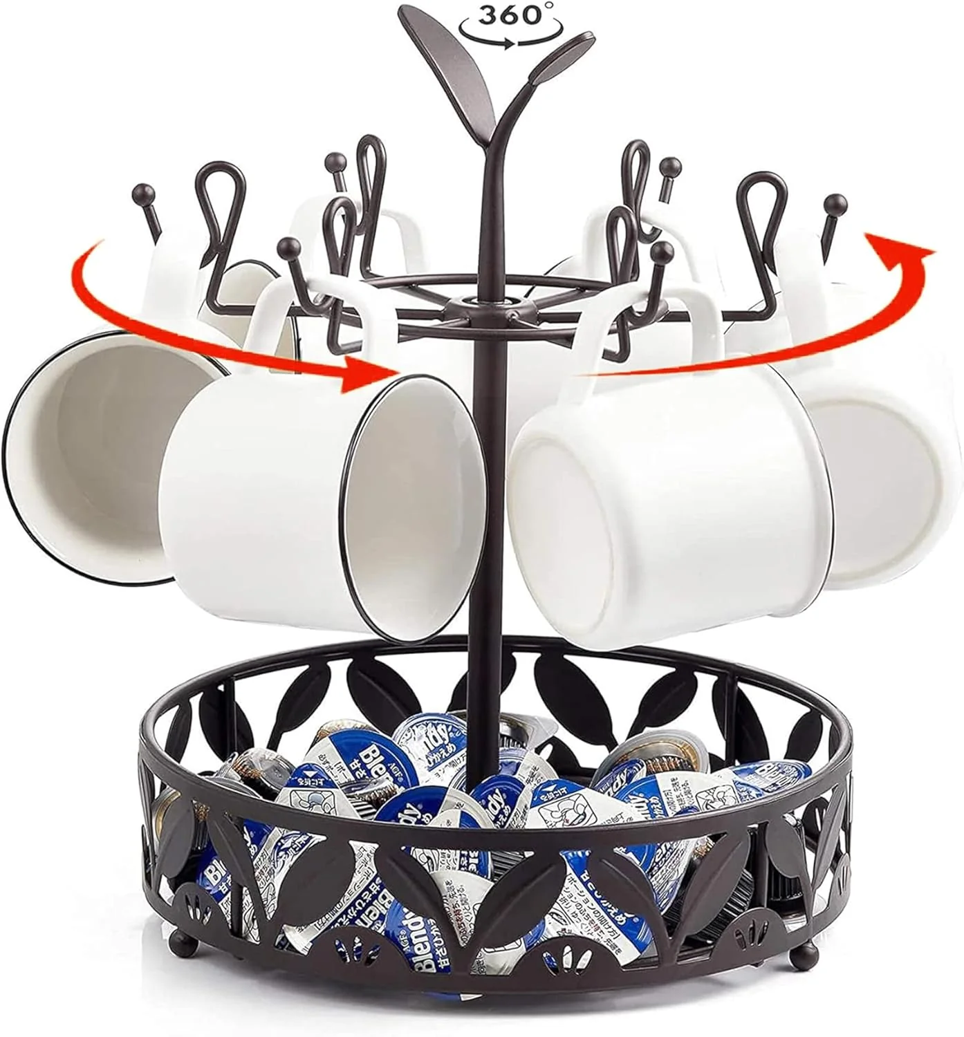 Fine Crafted Allcener Mug Tree Countertop Rotatable Mug Holder Stand with 6 Hooks for Coffee Bar Counter Cabinets and Kitchen Organizer Fashionable