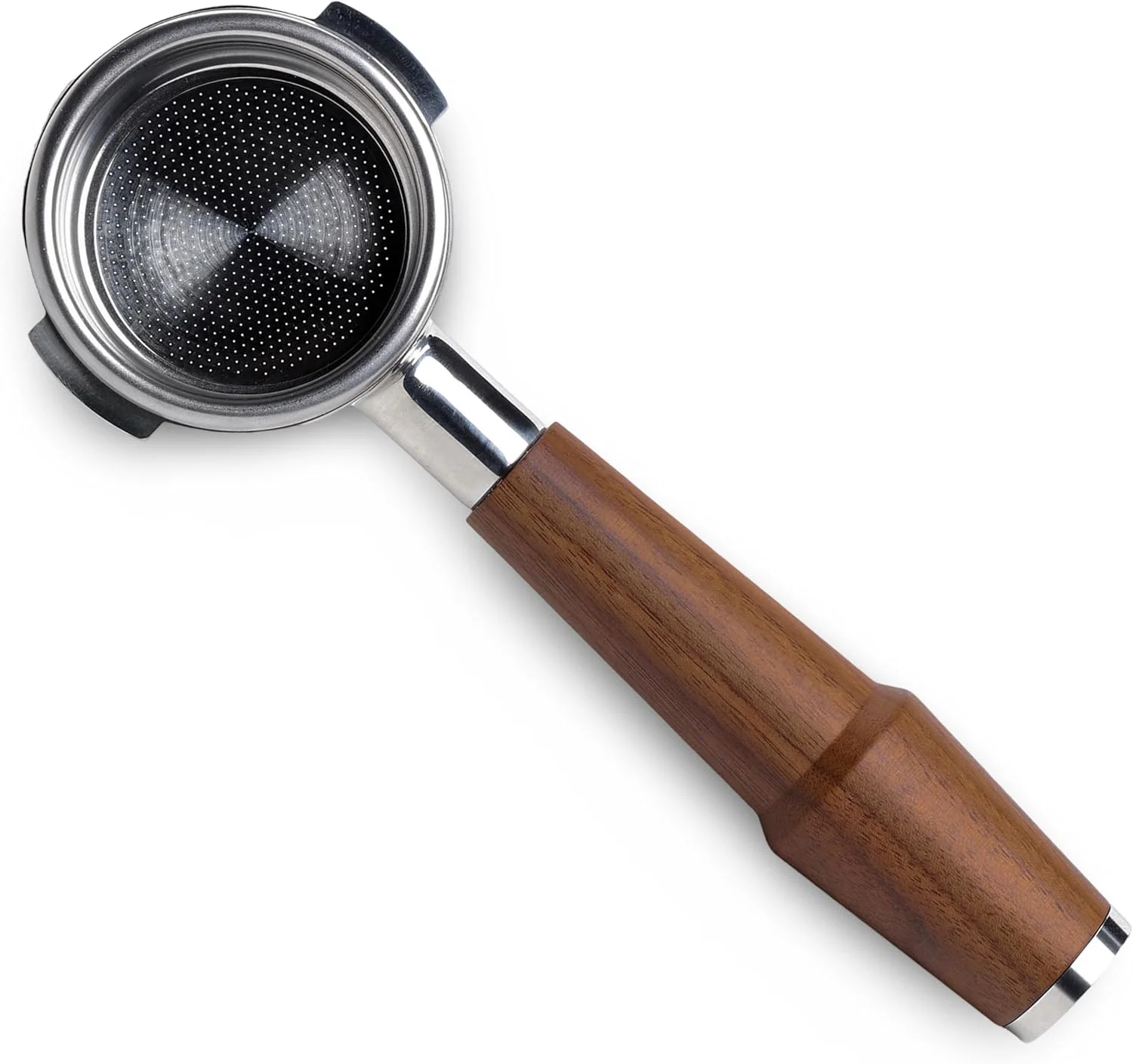 Optimized 58mm Bottomless Portafilter Compatible with Breville Dual Boiler Oracle Oracle Jet Espresso Machines Walnut Handle 2 Ears 18-21g Double Shot Filter Soft