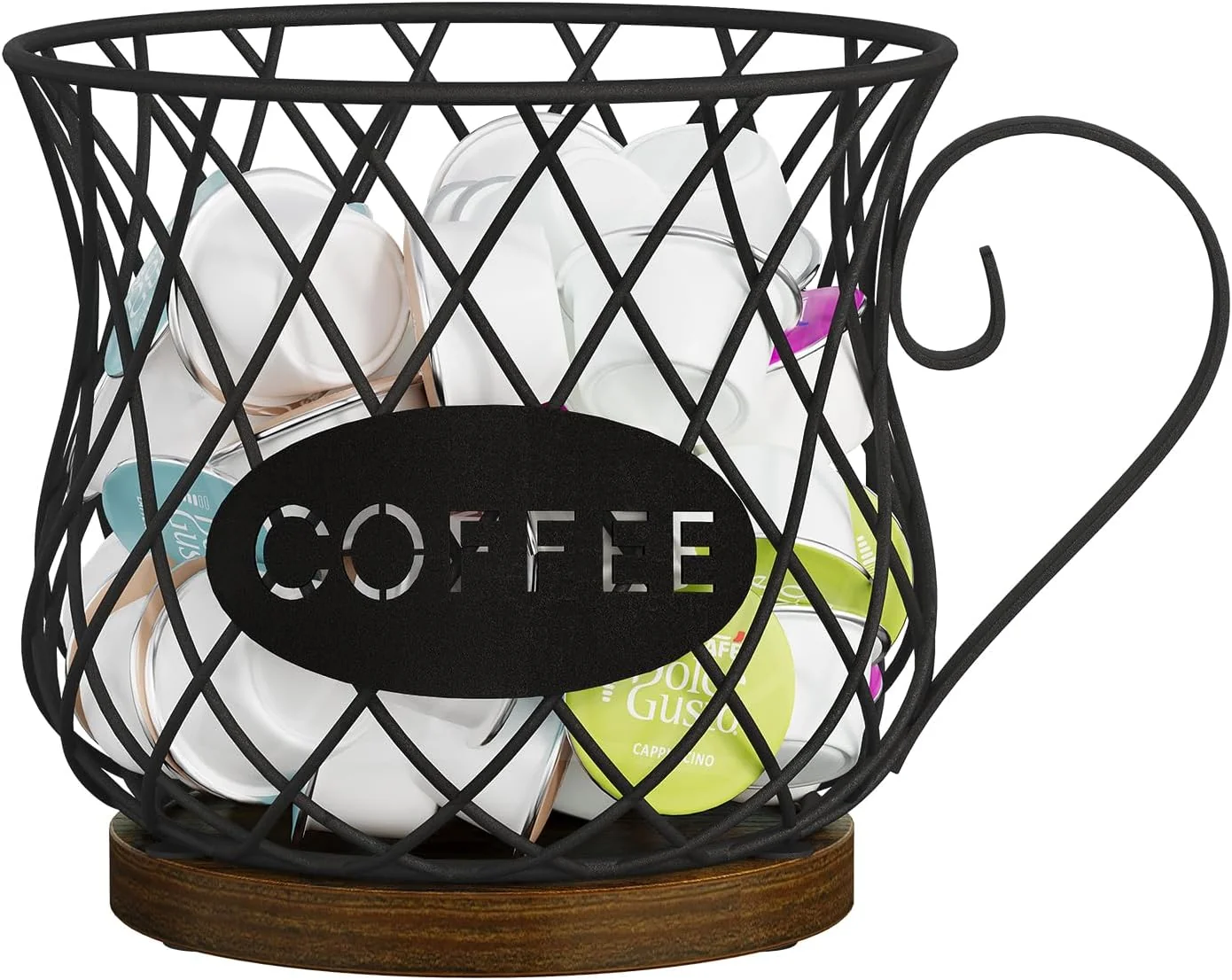 First-Class Yinmit K Cup Holder Organizer Rustic Coffee Pod Holder Organizer 35 Kcup Holder for Counter with Handle，Large Capacity Black Wire Coffee Capsule Dependable