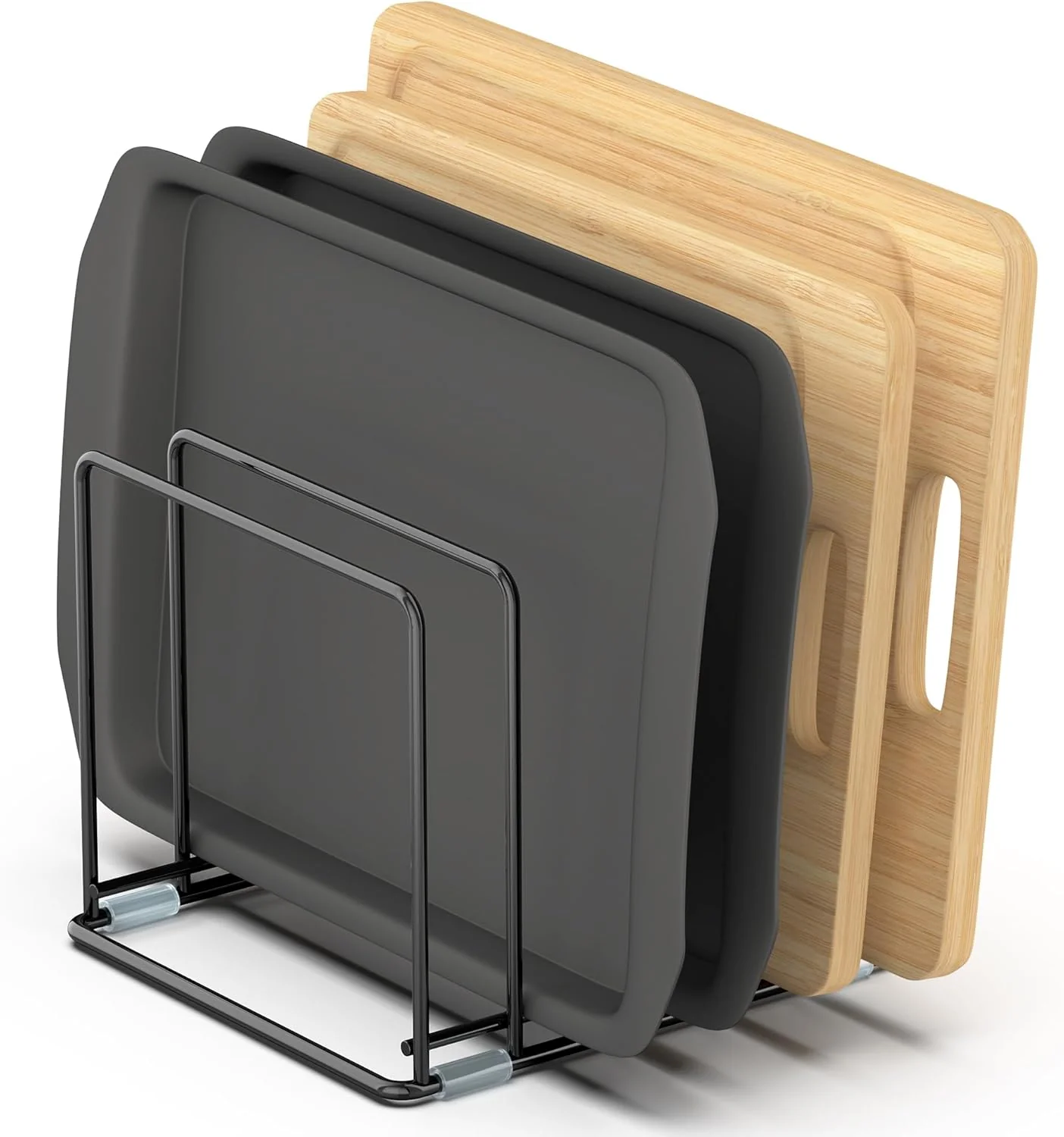 Dependable Cutting Board Organizer Kitchen Cabinet Organizer Divided Rack with 5 Slots for Baking Trays Cutting Boards Luxury