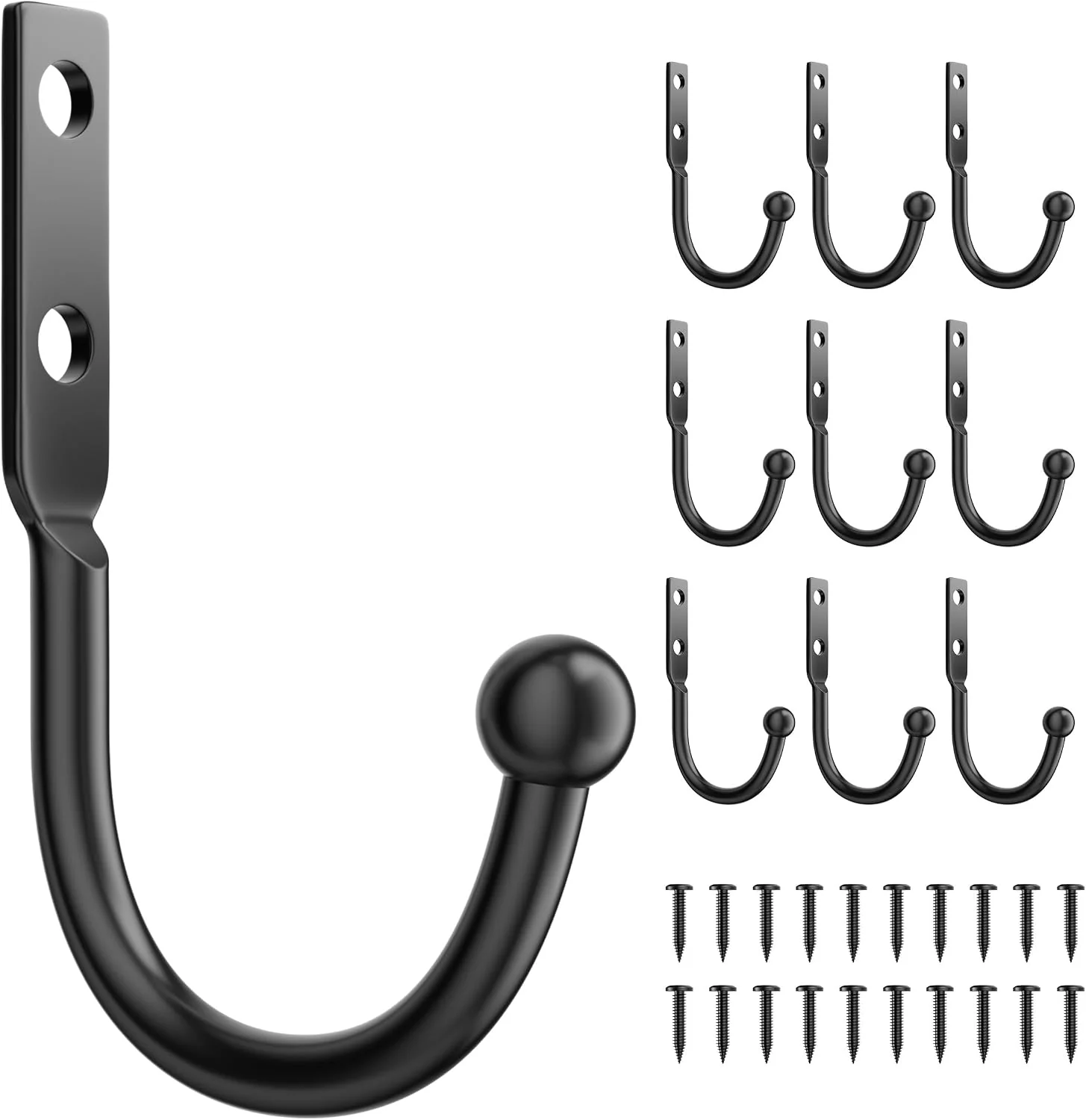 Safe 10 Pack Wall Hooks Metal Hooks Wall Mount Hold up to 45 Lbs Natural