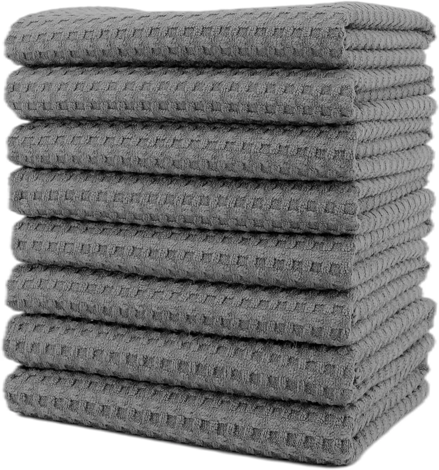 Unique Polyte Ultra Premium Microfiber Kitchen Dish Hand Towel Waffle Weave 8 Pack 16x28 in Gray Versatile