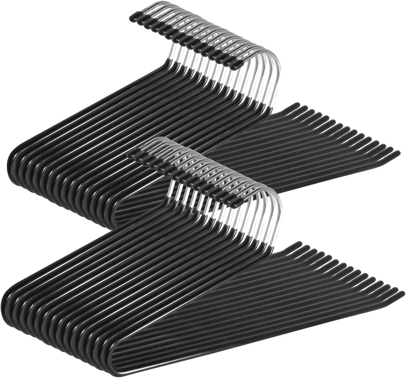 Luxury Pants Hangers 30-Pack Clothes Hangers Space Saving Non-Slip Open-Ended Pant Hanger Black Metal Hangers Design for Jeans Slacks Scarf Black Authentic