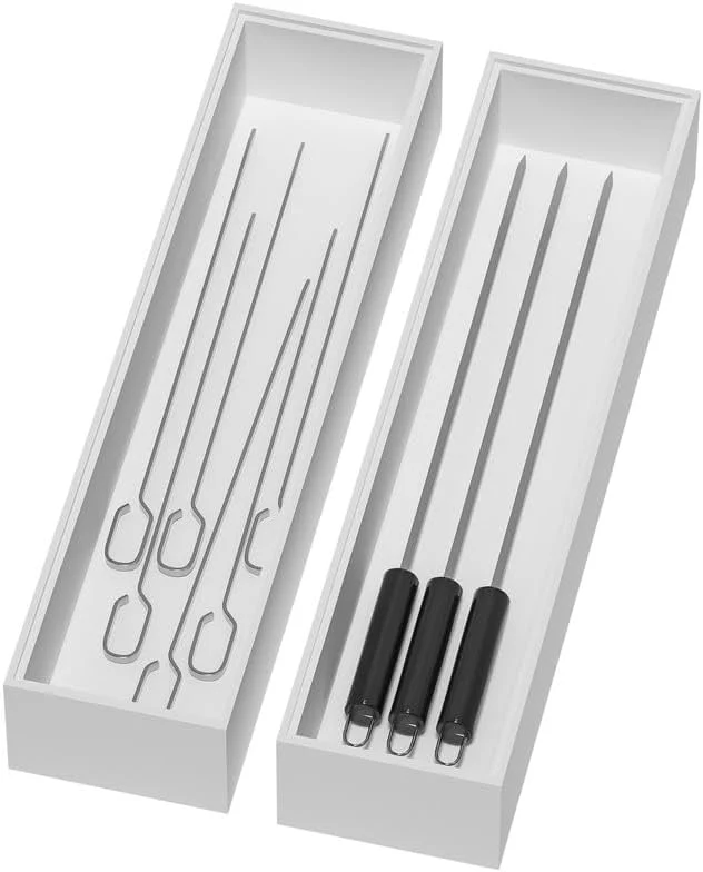 Solid Lixple Bamboo Kitchen Drawer Organizer 2 Pack 12 x 3 x 2 White Sustainable