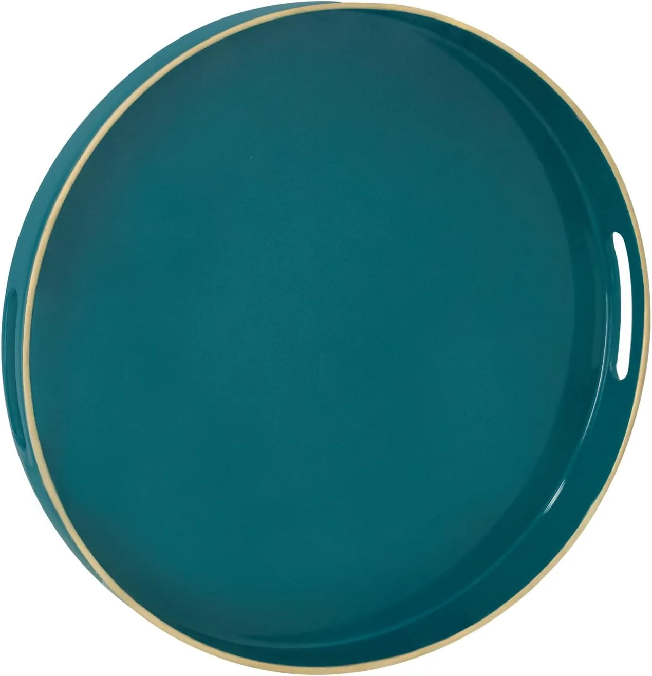 World-Class Maoname 13 Round Tray Teal Serving Trays with Handles Modern Decorative Trays for Coffee Table Plastic Ottoman Tray for Ottoman Bathroom Decor Fast