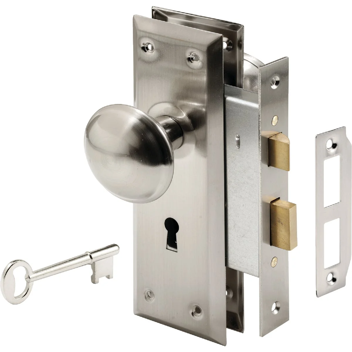 Premium Material Defender Security Satin Nickel Keyed Mortise Entry Lock Set Authentic