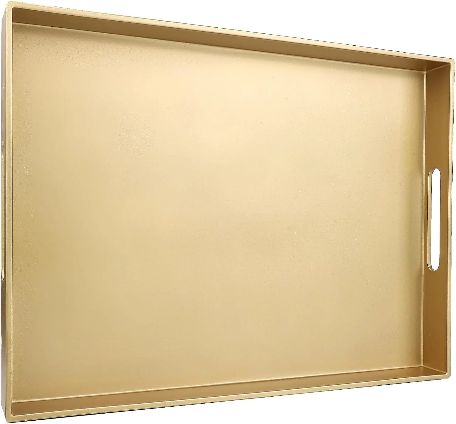 Relaxed Gold Serving Tray for Coffee Table Rectangular Plastic Decorative Tray with Handles for Entertaining Outdoor Patio Living Room Ottoman Bathroom Counter 11.8 15.7 1.6 Flexible