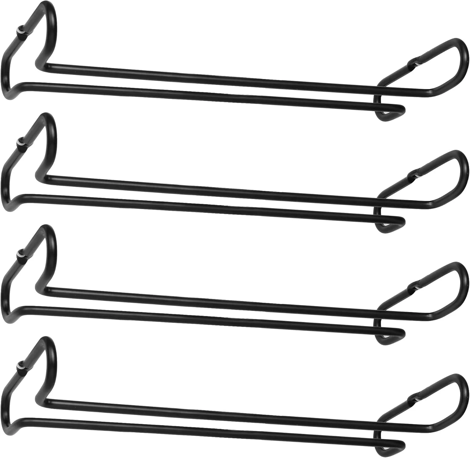 Versatile 4 Pack Steamware Wine Glass Hanging Rack Metal Stemware Holder Storage Wall Mount Under Cabinet Kitchen Bar Pub Black Fast