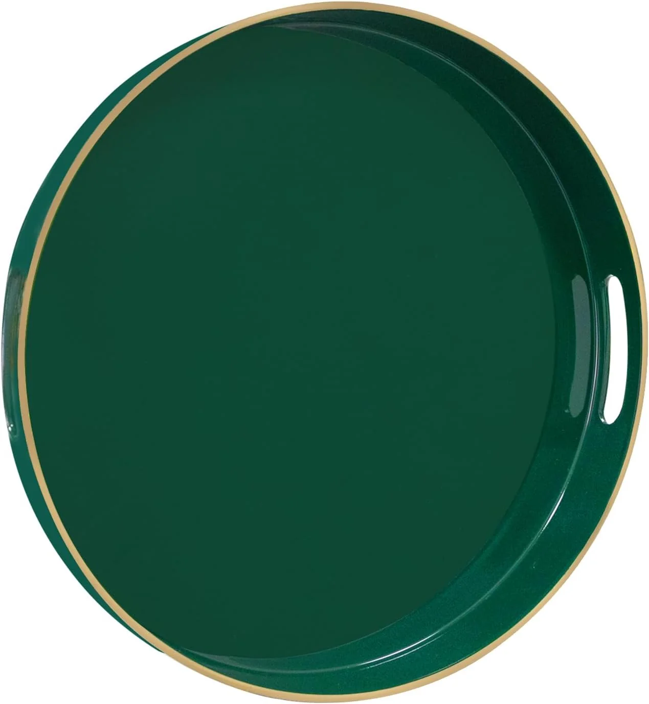 Versatile Maoname Dark Green Decorative Tray 13 Round Serving Tray with Handles Plastic Trays for Coffee Table Modern Ottoman Trays for Living Room Bedroom Clean