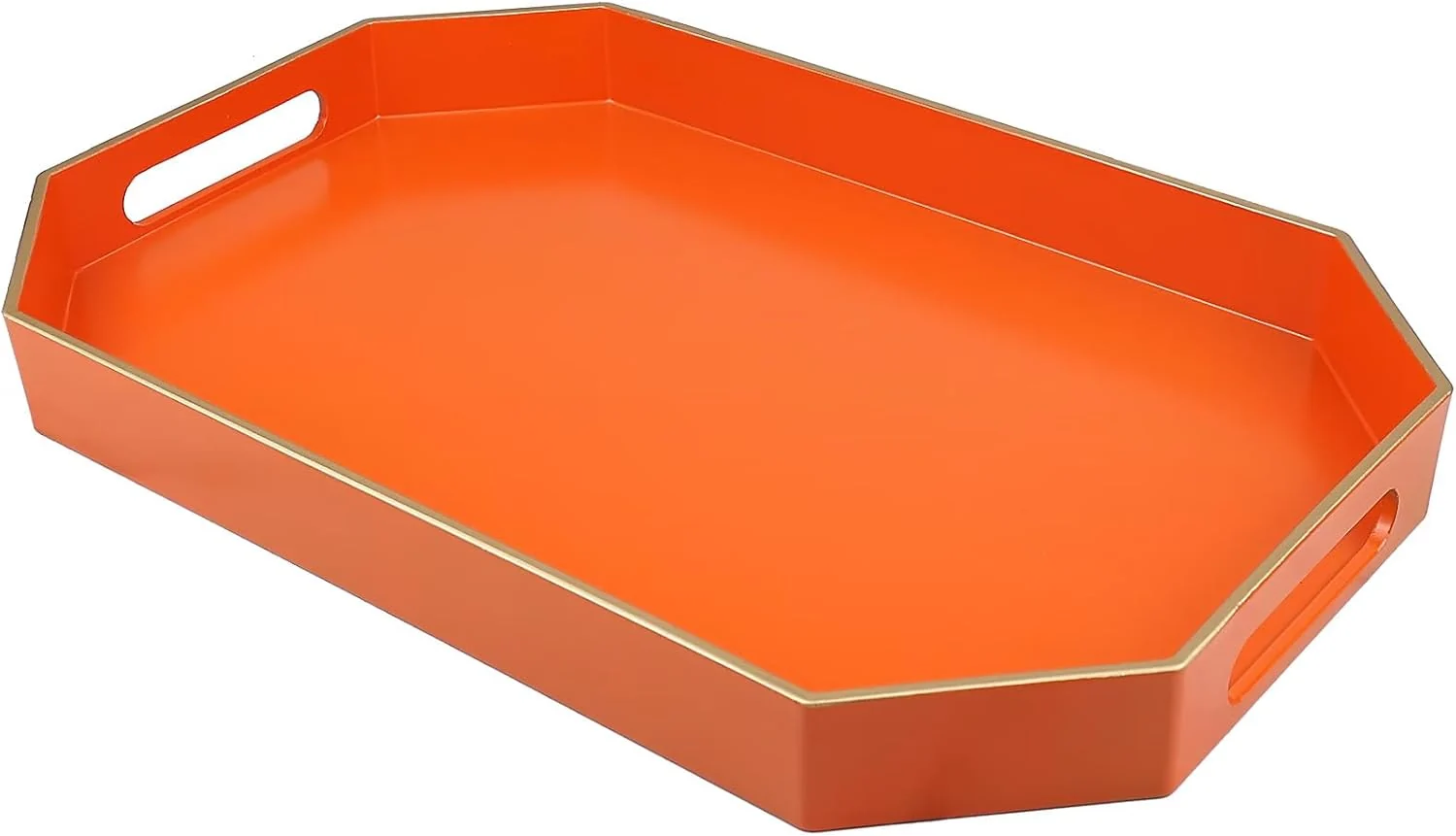 Fast Orange Decorative Tray with Handles Versatile Serving Tray for Coffee Table Ottoman I for Serving Displaying Organizing 15.7 10.2 1.57 Eco-Friendly