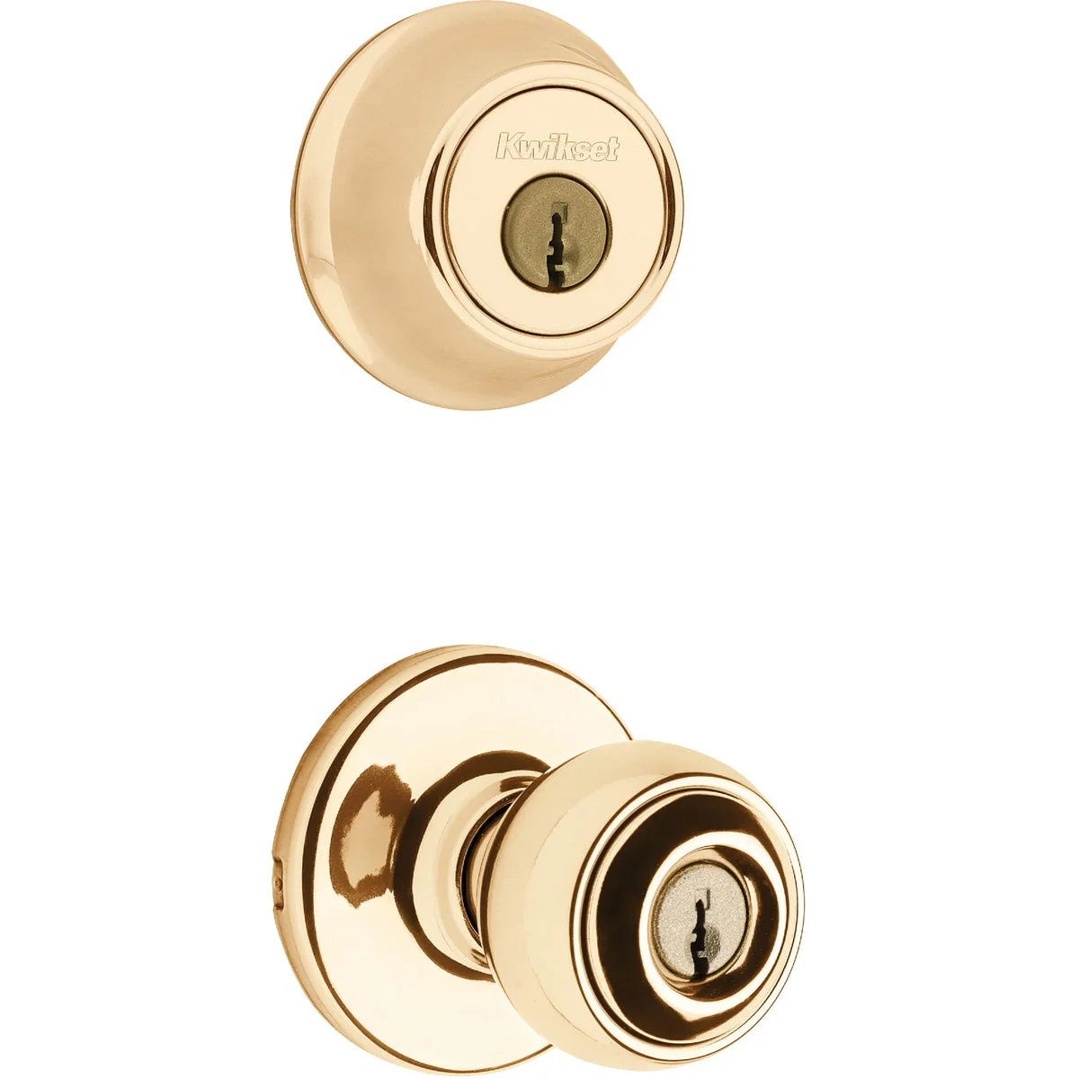 Easy-to-Use Kwikset Polo Polished Brass Deadbolt and Door Knob Combo Luxury