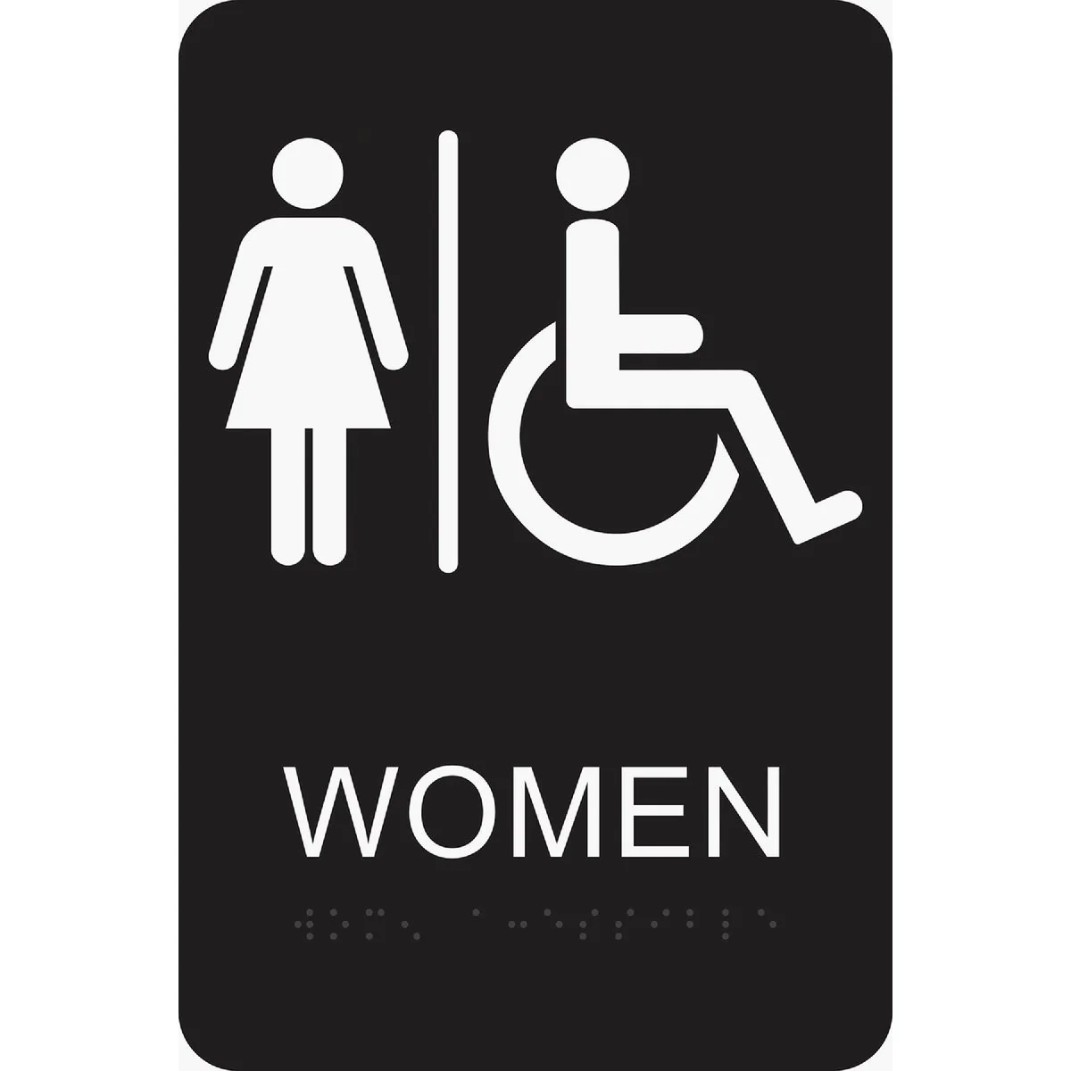 Elite Hy-Ko Deco Series Plastic Braille Restroom Sign Women Handicapped Responsible