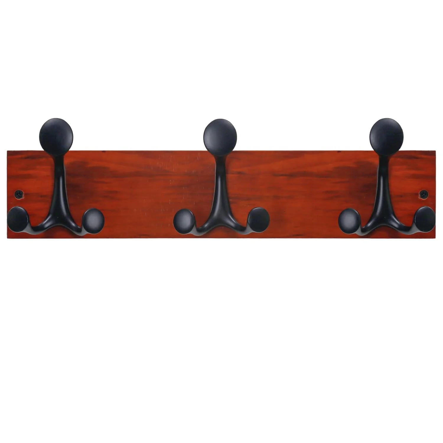 Premium Skoloo 17-Inch Cherry Wood Coat Rack Wall Mount with 3 Triple Hooks - I for Family Entrances Classrooms and Pet Supplies Storage Sustainable