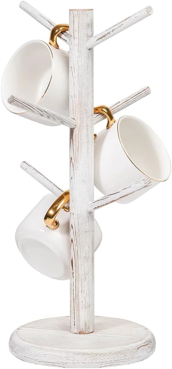 User-Friendly Dorhors Mug Holder Tree Coffee Cup Holder with 6 Hooks Wood Mug Rack for Counter Coffee Bar Accessories and Orgnizer Station First-Class