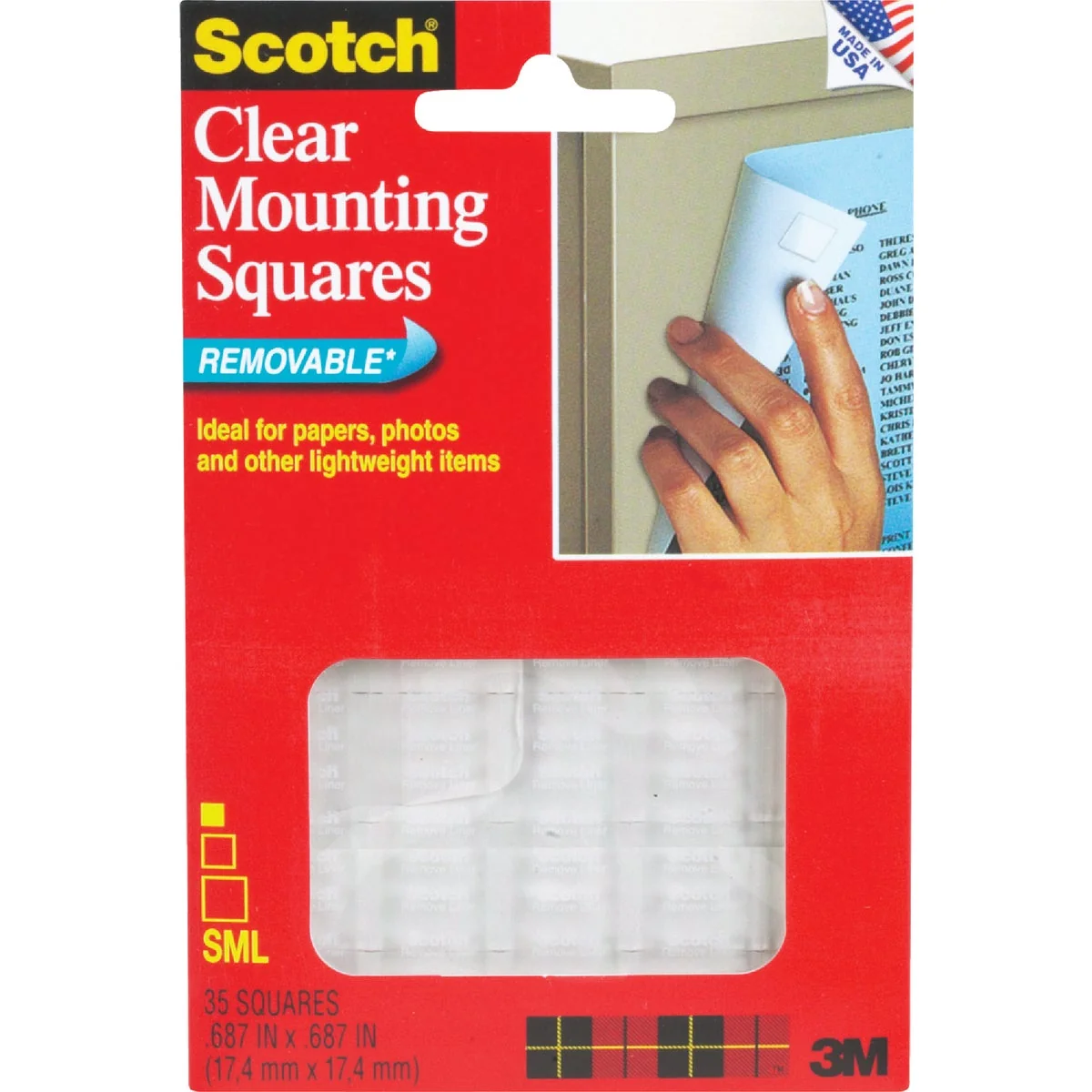 Sophisticated 3M Scotch 0.68 In. x 0.68 In. 1 Lb. Capacity Removable Mounting Squares 35-Pack Verified