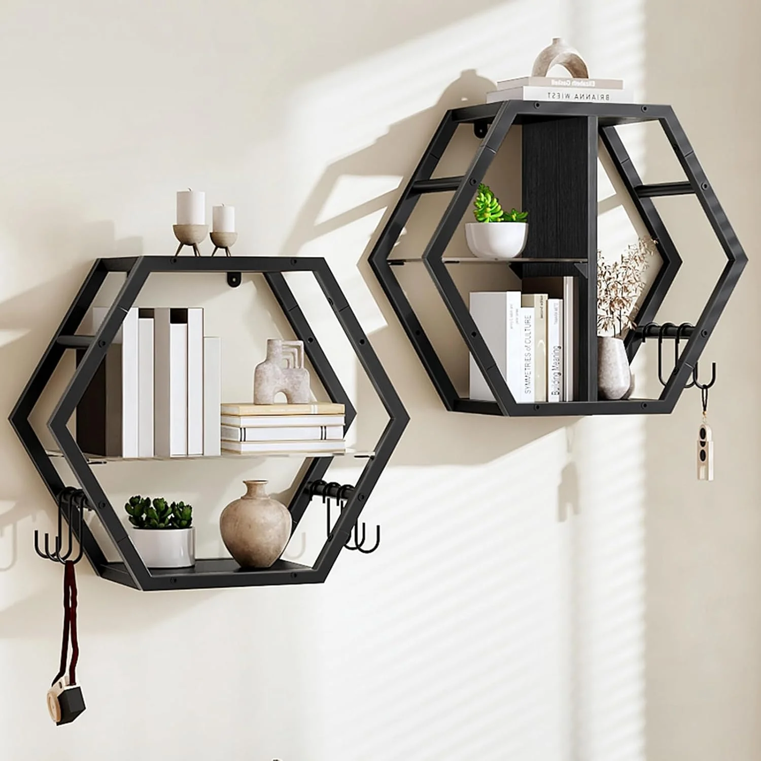 Fast CHOEZON 18.9 inch Gaming Floating Shelves Hexagon Shelves Set of 2 Excellent
